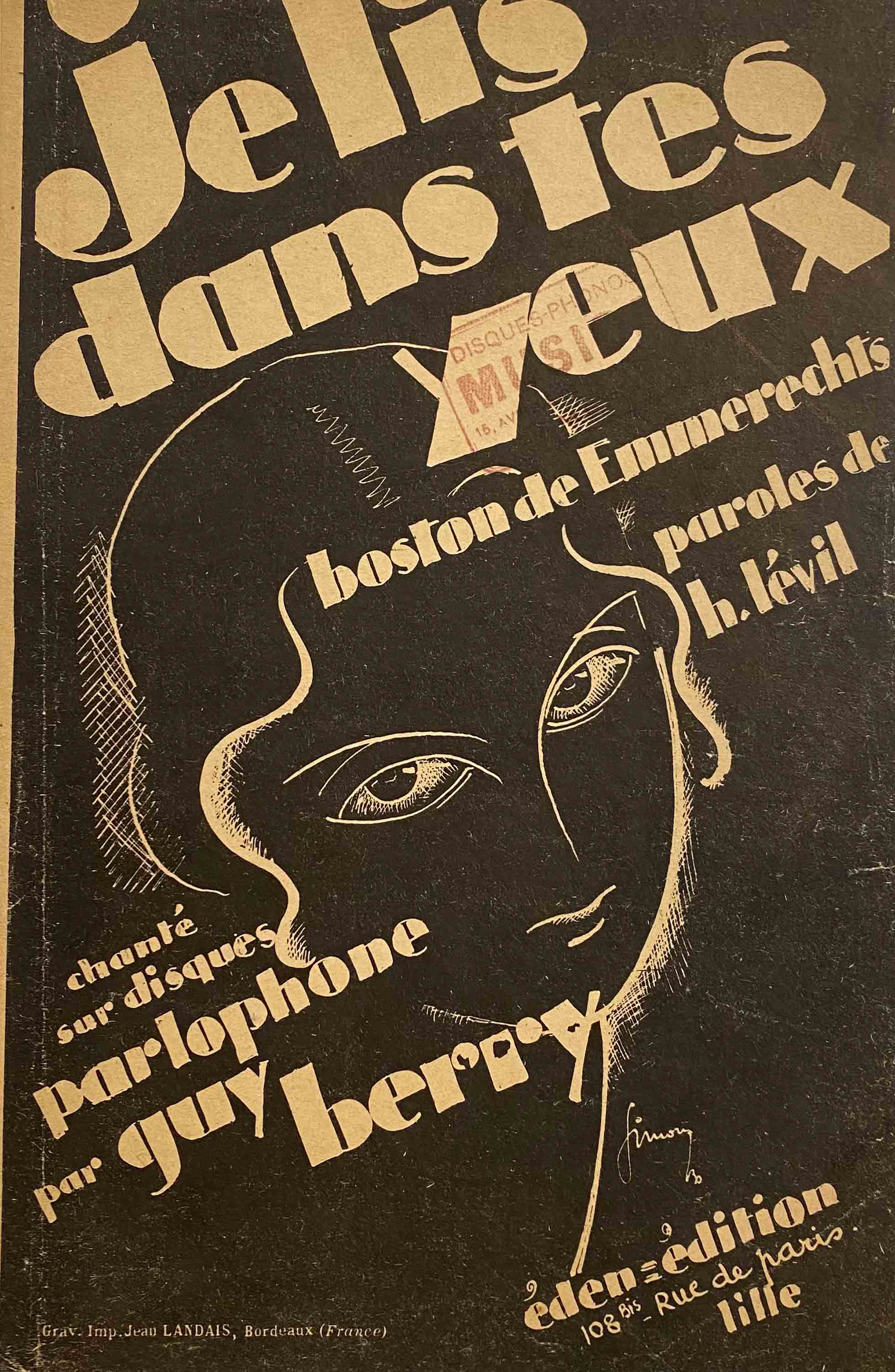 Affiche Ancienne Je lis Dans tes Yeux Grinsson 1928