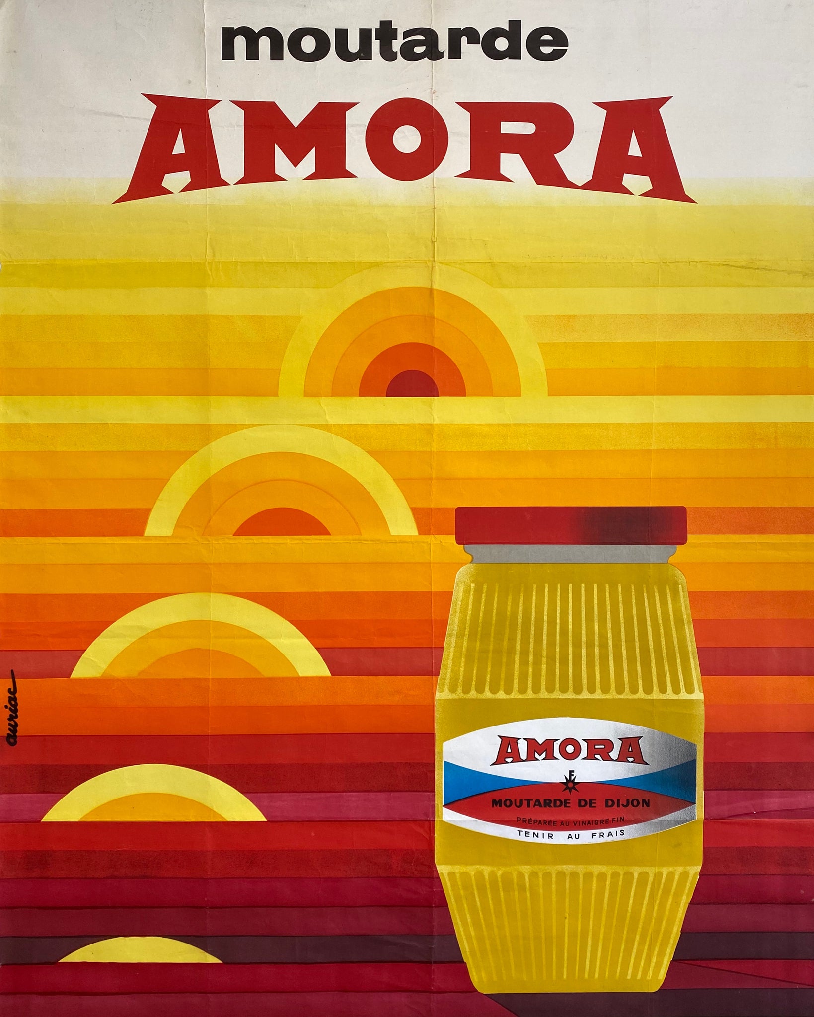 Affiche Originale Moutarde Amora par Jacques Auriac, 1971