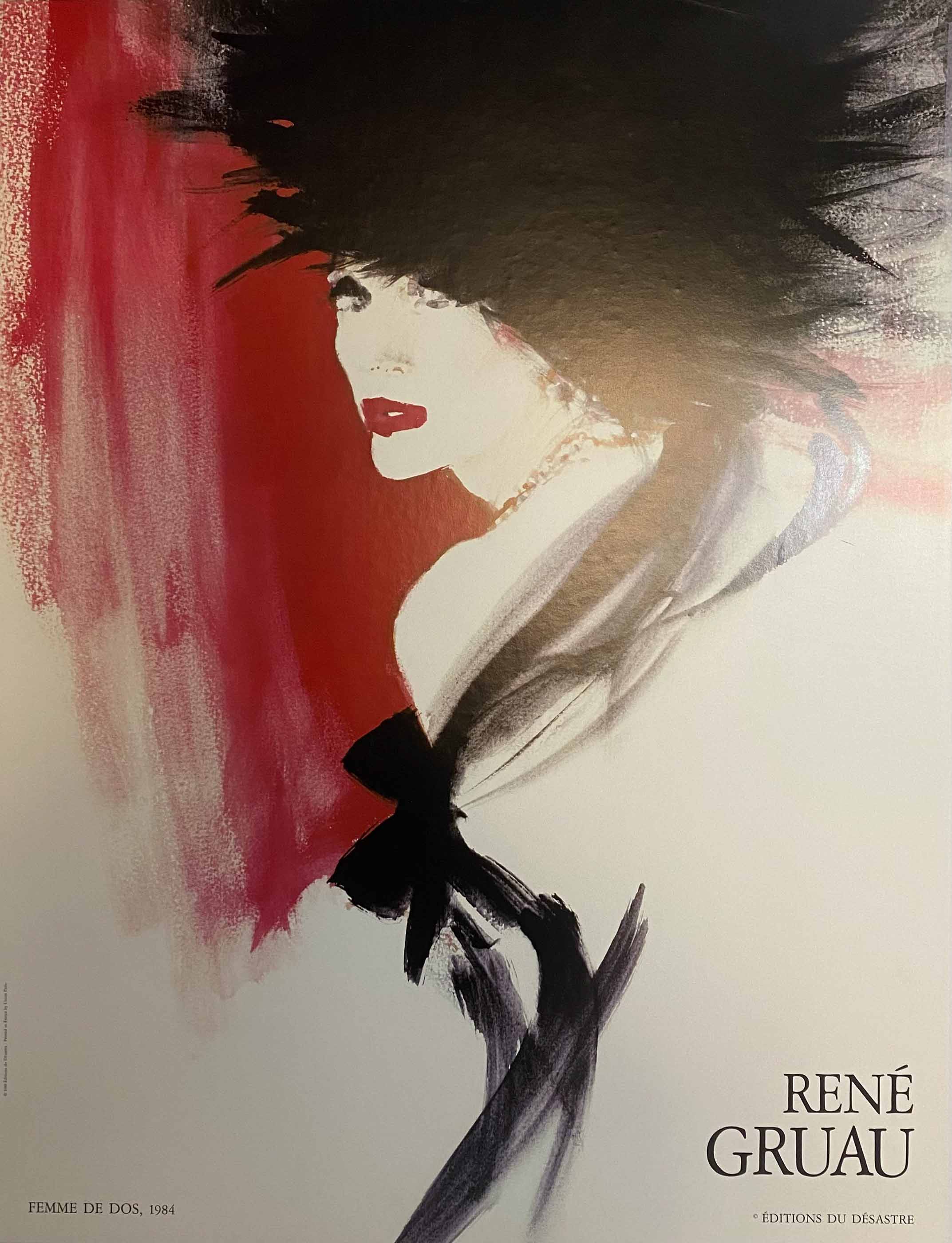 Affiche Ancienne Originale Femme de Dos - René Gruau 1984