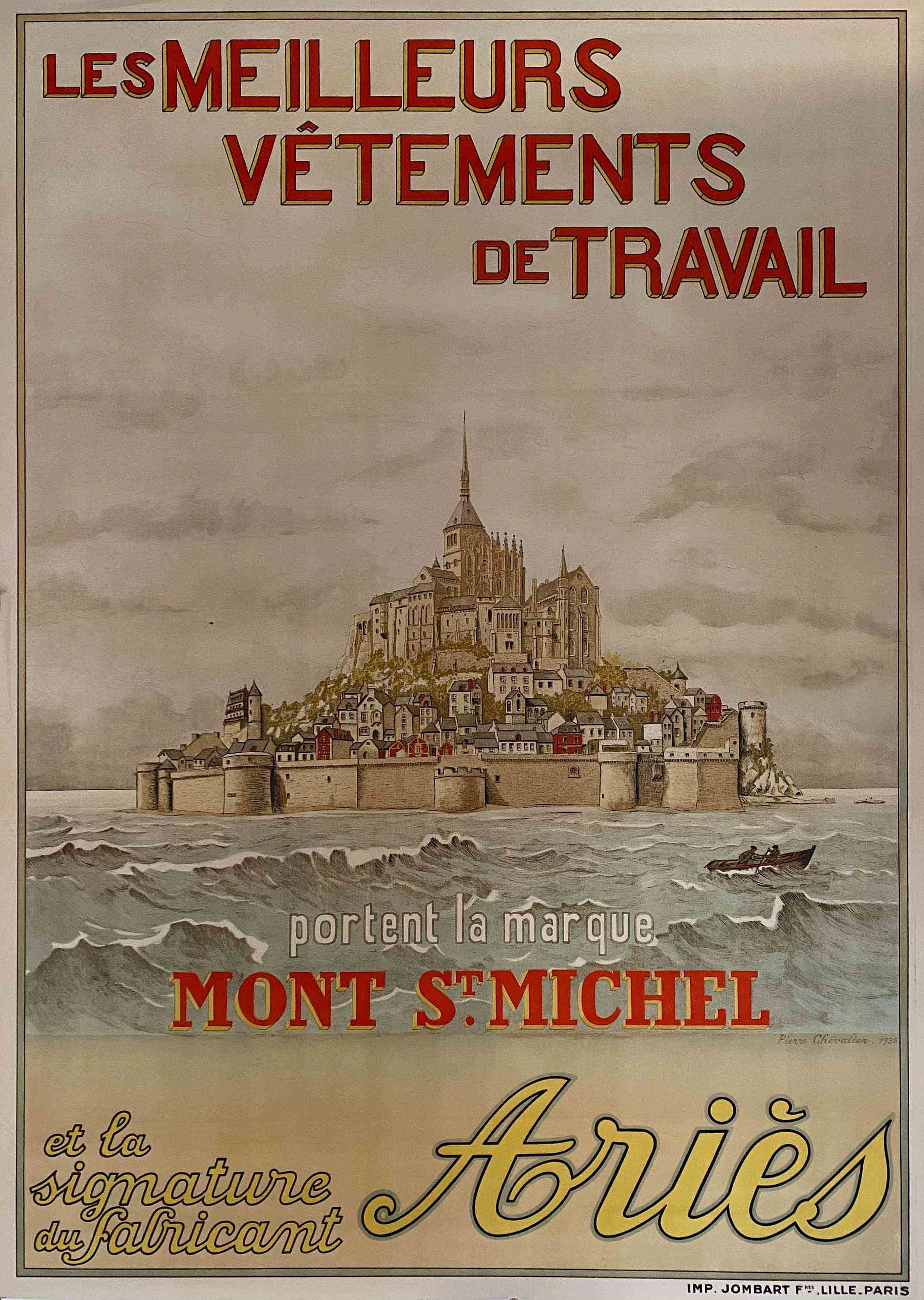 Paris Vintage Vetement Marque Affiche Originale Mont Saint Michel