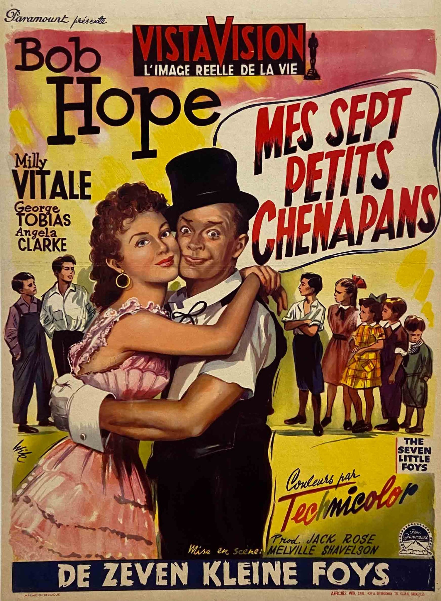 Affiche Cinéma Mes Sept Petits Chenapans (Version Belge) The seven Little Foys  Film de Melville Shavelson , 1955