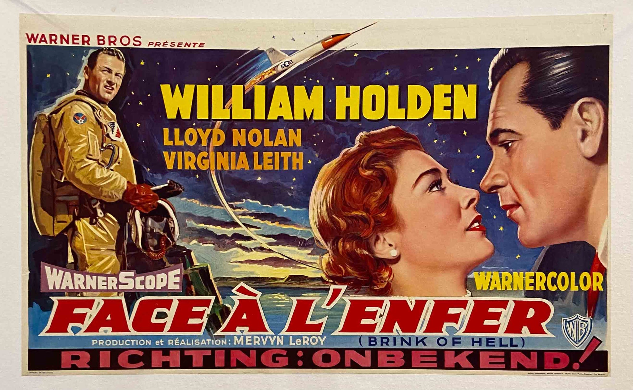 Affiche Cinéma Face a l'Enfer Film de Mervyn Leroy, 1956