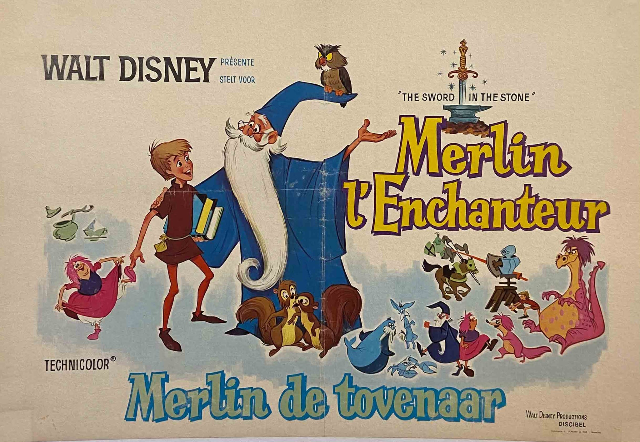 Affiche Cinéma Merlin l'enchanteur Film de Wolfgang Reitherman, 1963