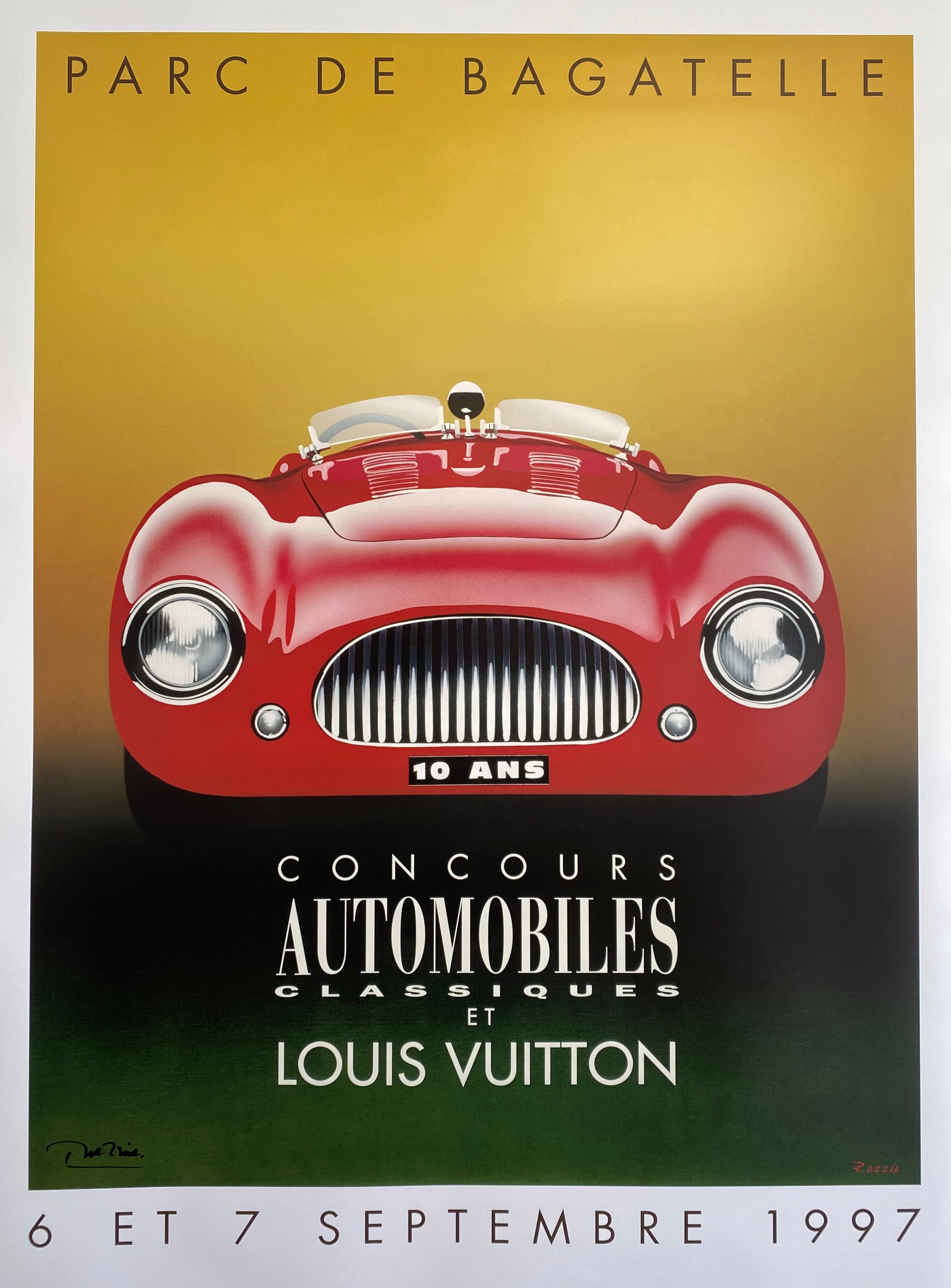 Razzia (Gérard Courbouleix–Dénériaz) - Automobiles Classiques avec Louis  Vuitton, Parc de Bagatelle Vintage Poster