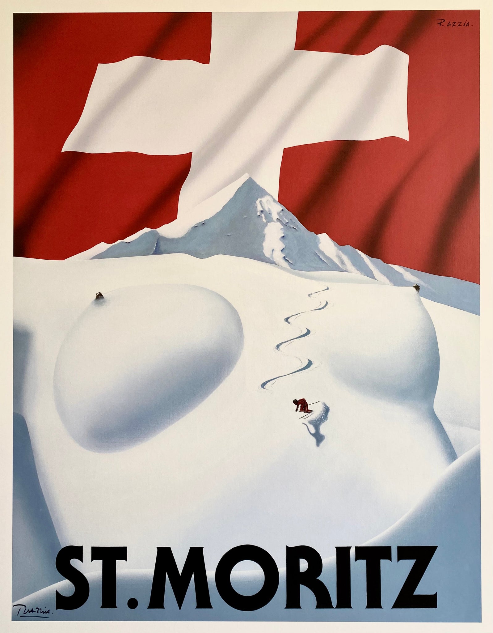 Affiche Originale St Moritz - Suisse Par Razzia, 1990