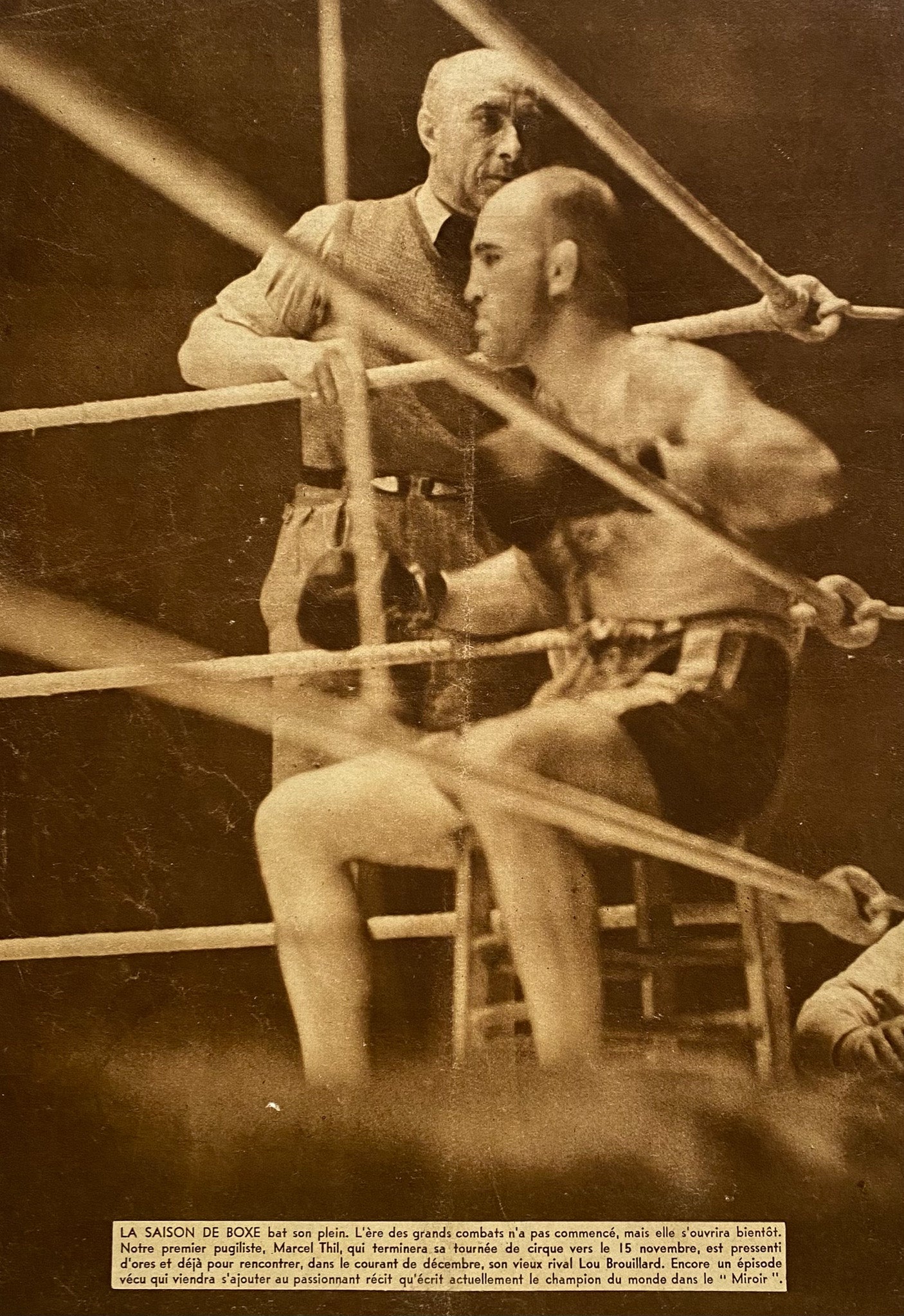 Affiche Le Miroir des Sports - Championnat de France Boxe Circa 1935