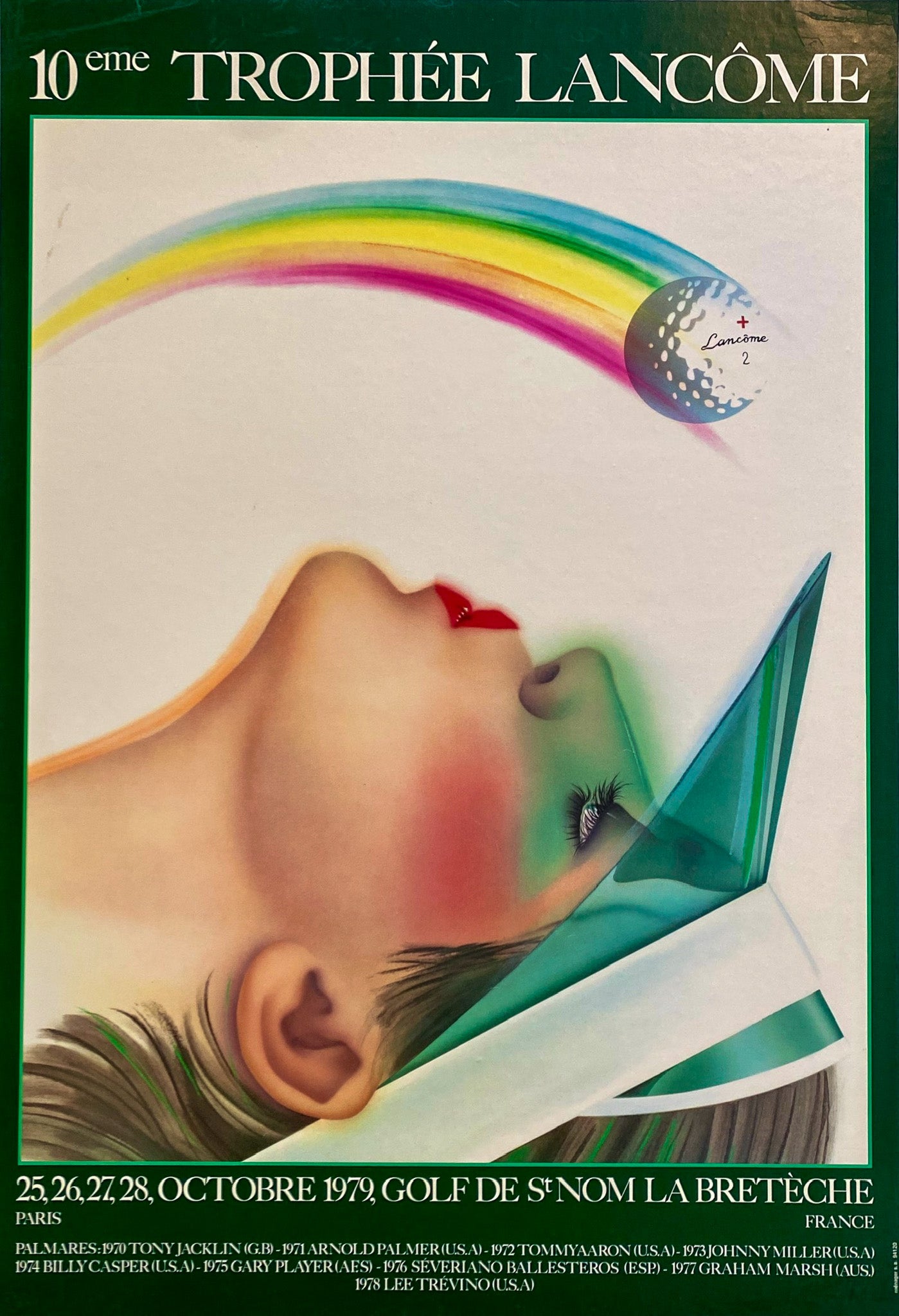 Affiche Originale Du 5e Trophée Lancôme 1974 - Style Années 70 - Dimensions 75x50 Cm