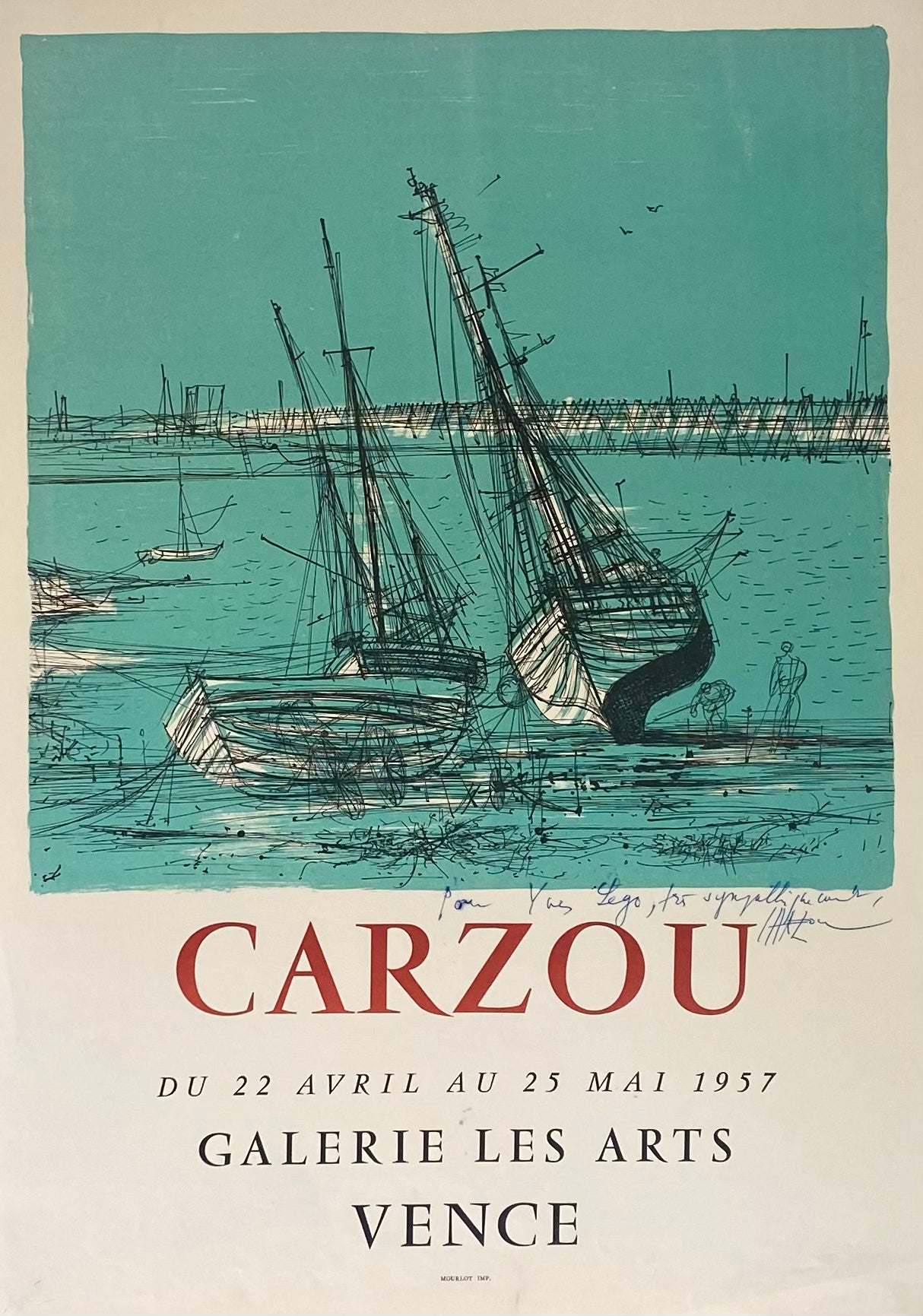 Affiche Vintage CARZOU - Lithographie Mourlot Provence - Années 1960 - Originale