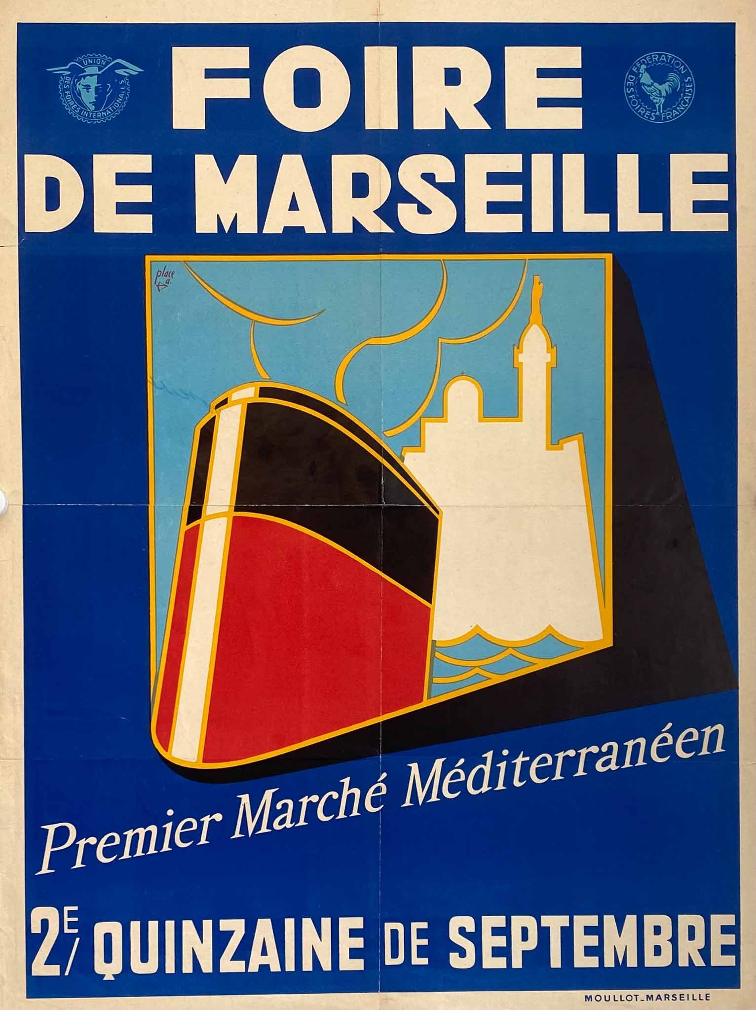 Affiche Originale Foire de Marseille Premier Marché Méditerranéen Pl