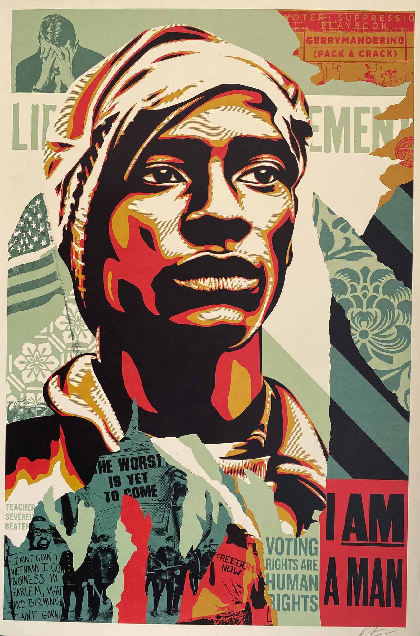 Affiche I Am a Man Voting Right are Human Rights par Shepard Fairey (Obey), 2016