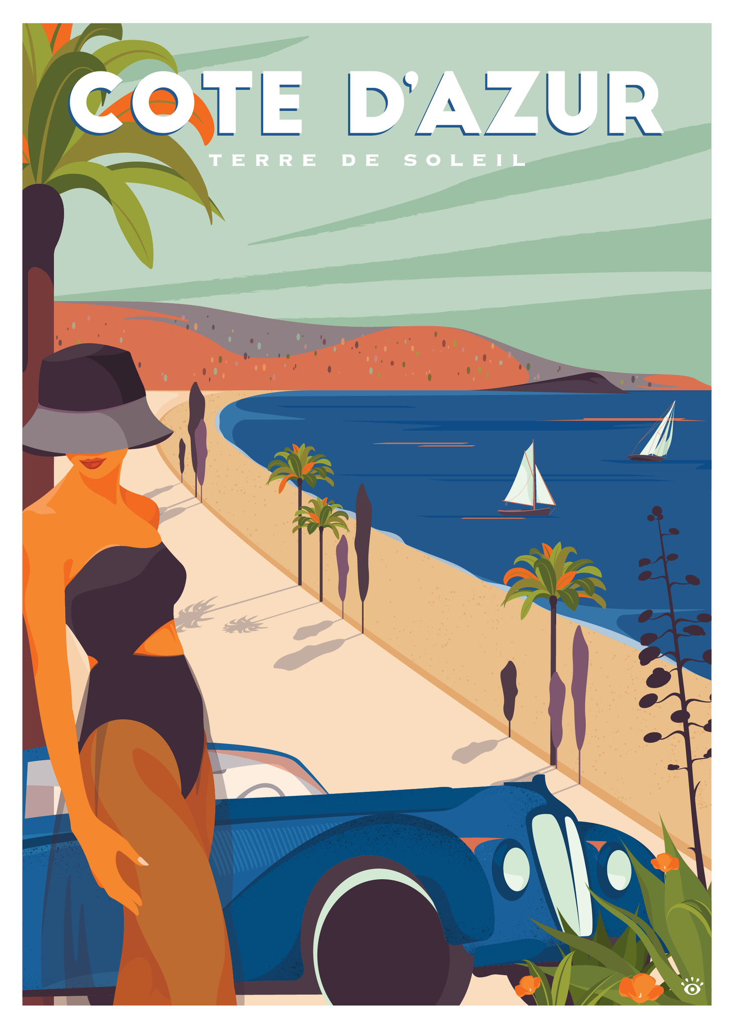 Affiche Côte D'Azur, Terre de soleil Marion Ben Lisa, 2023