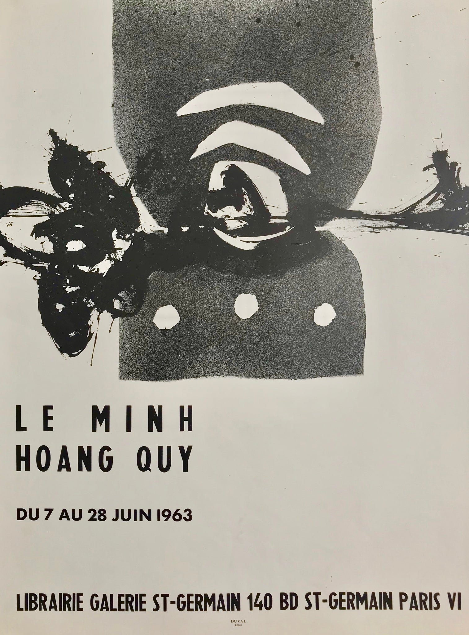 Affiche Galerie St Germain Par Minh Hoang Quy, 1963        Affche d'exposition pour le Minh Hoang Quy, librairie-galerie St Germain,  du 7 au 28 juin 1963.