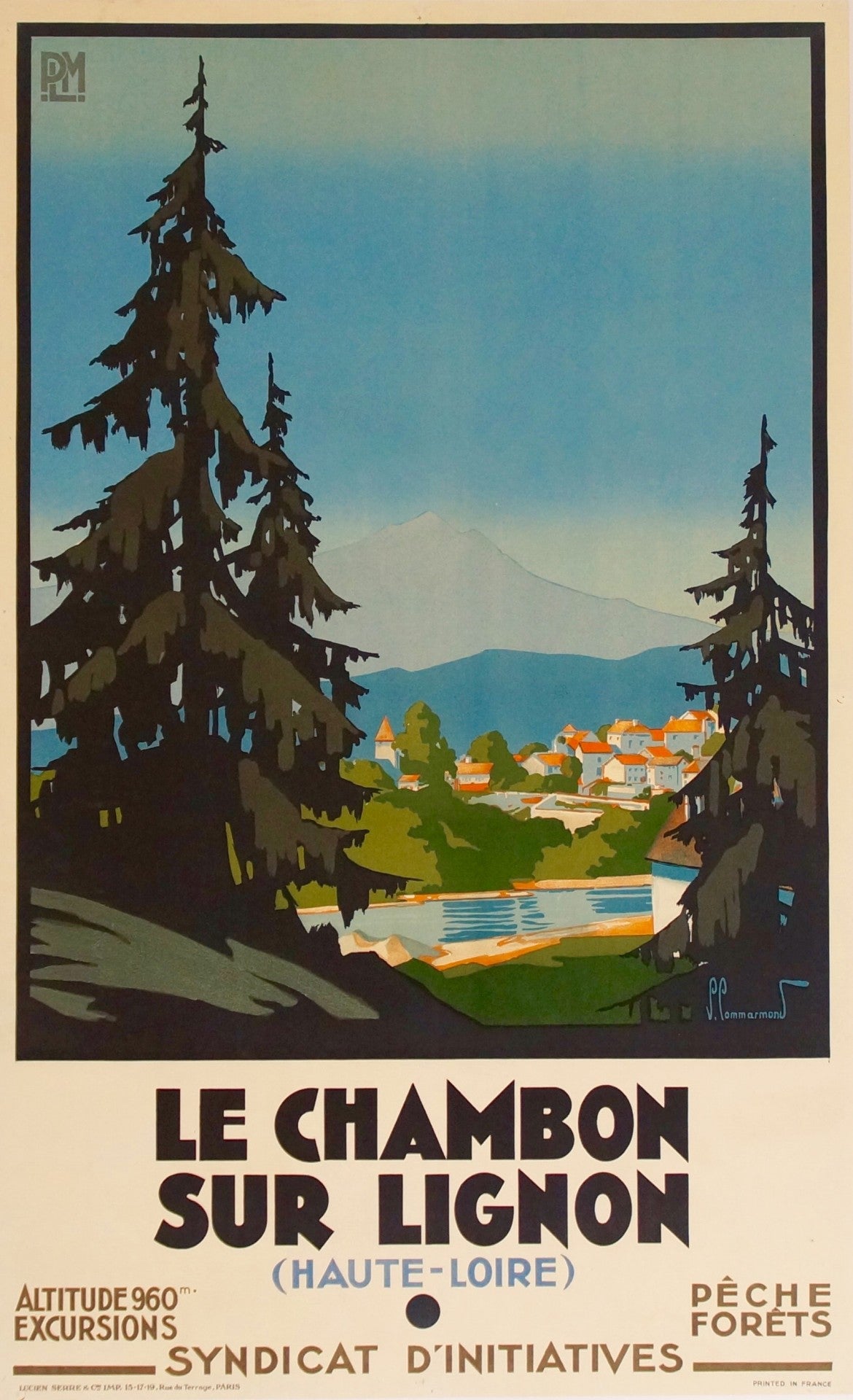 Affiche ancienne Le Chambin sur Lignon par Pierre Commarmond, 1930