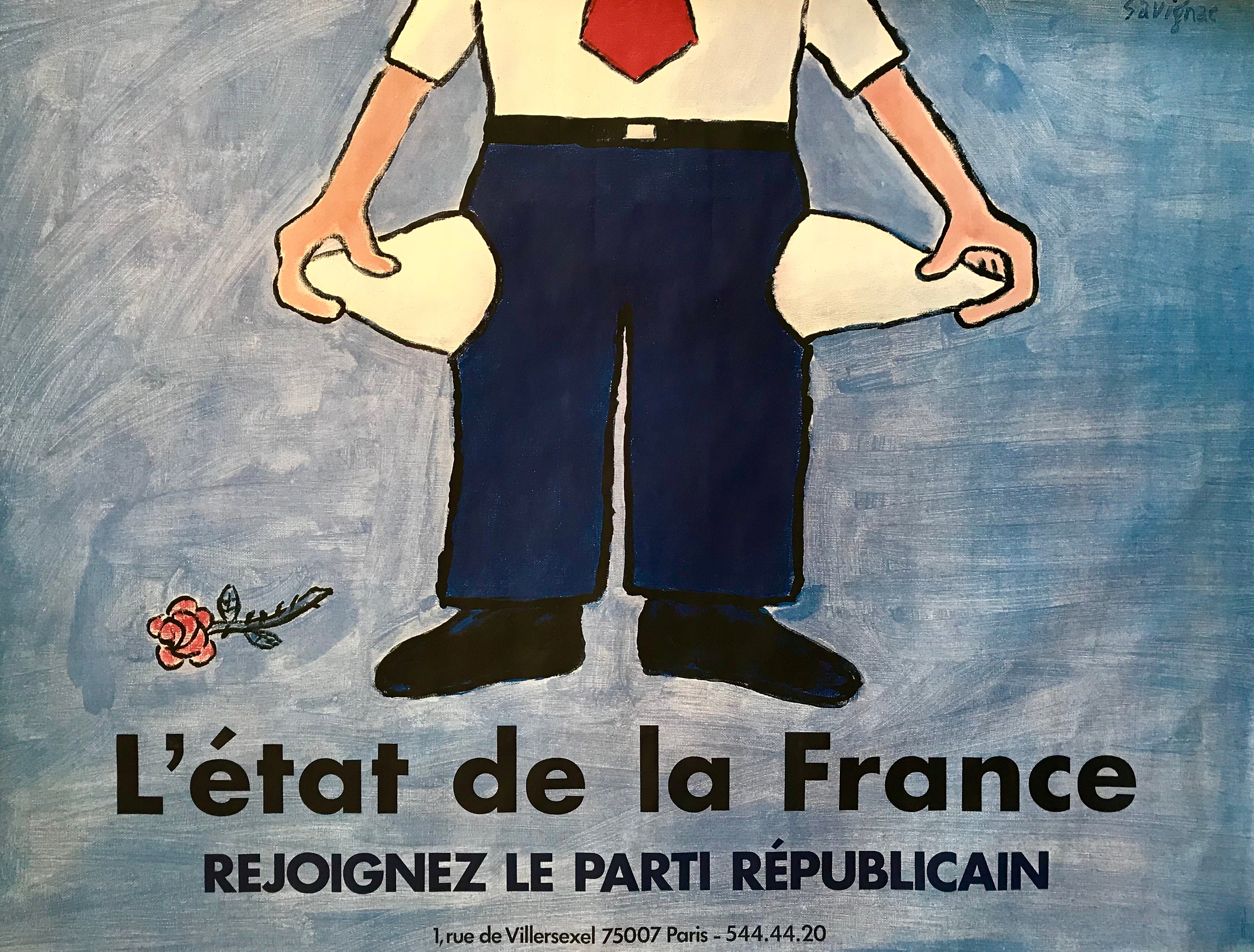 Affiche Originale Savignac 1982 – "Au Musée De L'affiche" – BIC, Signée, Toilée