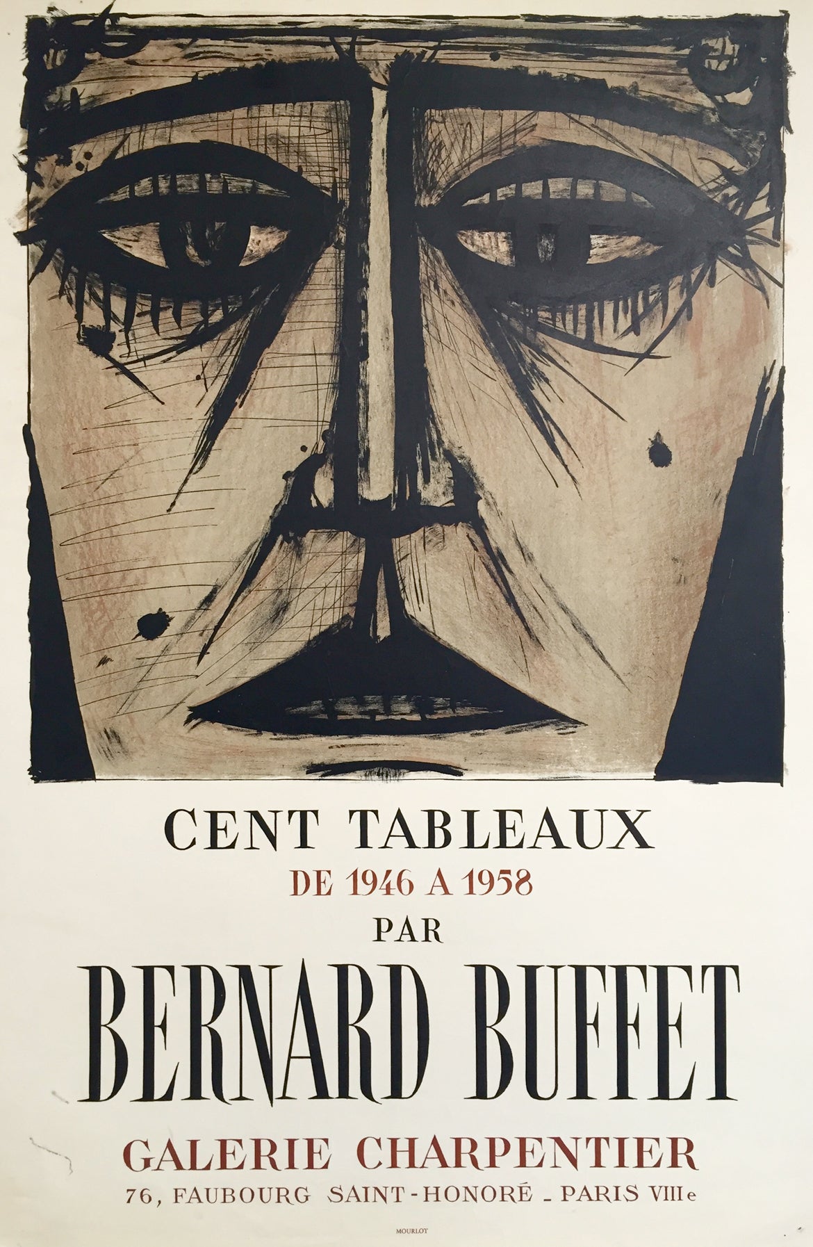Affiche Galerie Charpentier "Cent Tableaux" Bernard Buffet, 1958