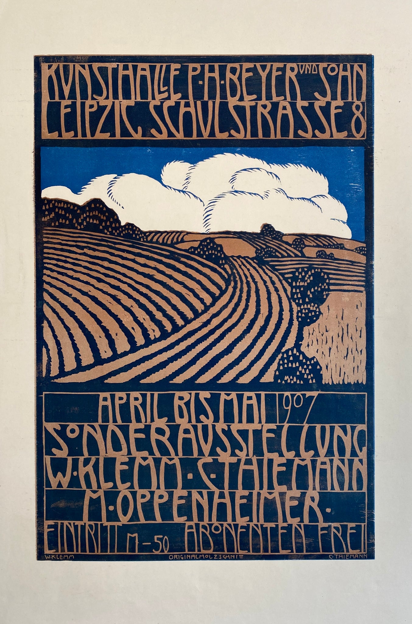 Affiche ancienne paysage agricole avril - mai Par Walther Klemm et Carl Thiemann 1907