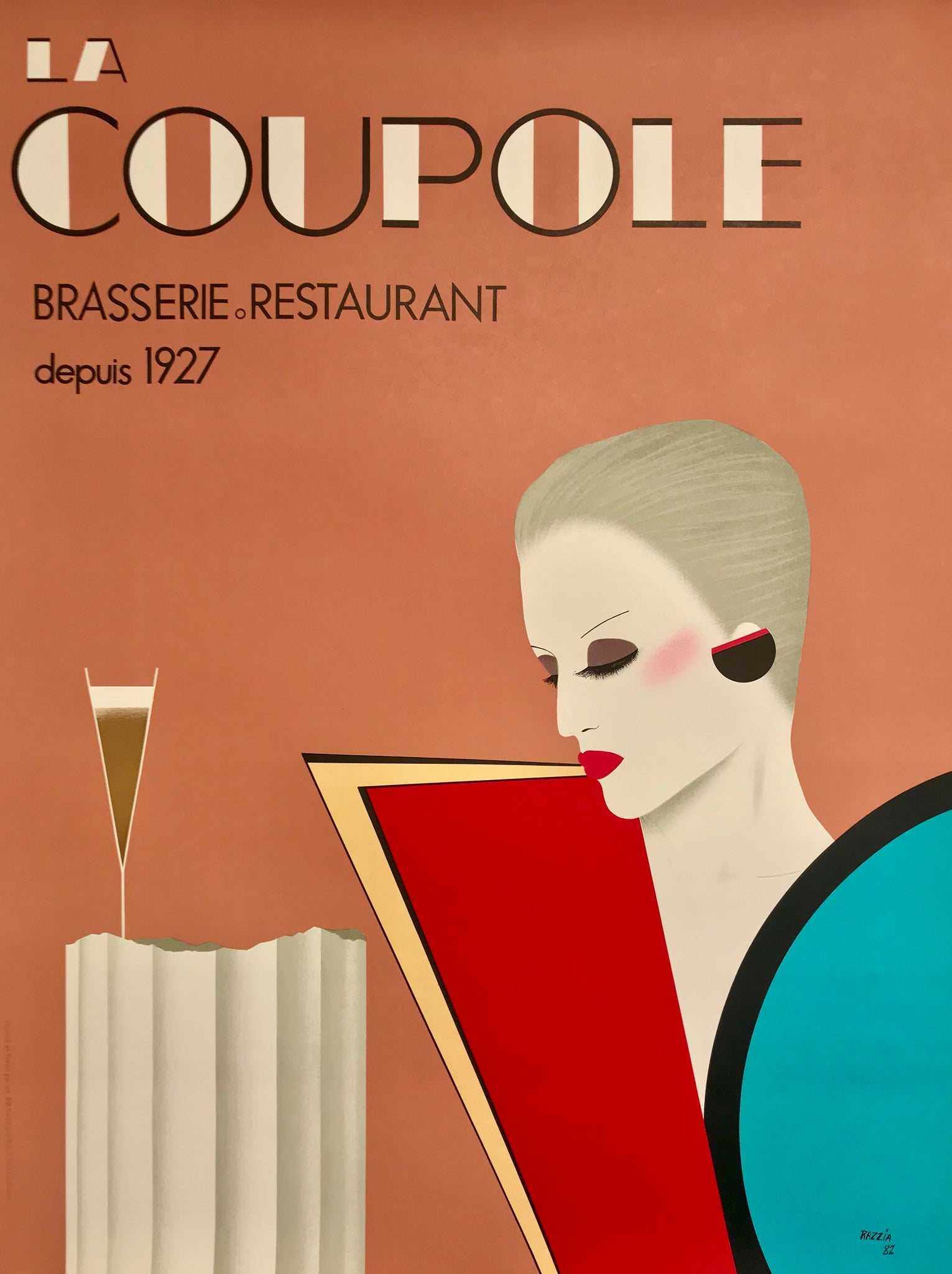 Affiche La coupole, Brasserie Restaurant "depuis 1927" - Razzia 1982