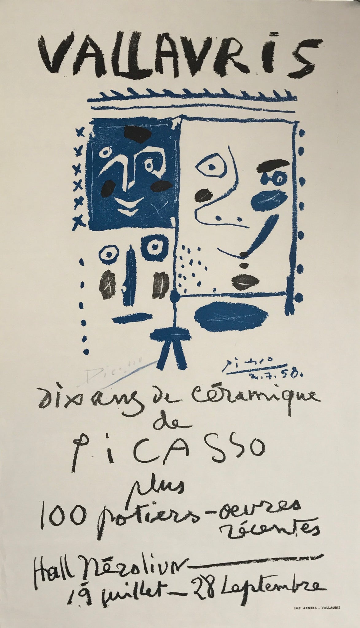 Affiche Dix ans de Céramique - Signée dans la planche - Picasso 1958