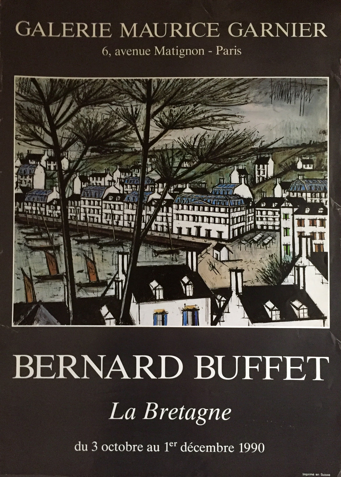 Affiche originale Galerie Maurice Garnier "La Bretagne" Bernard Buffet, 1990