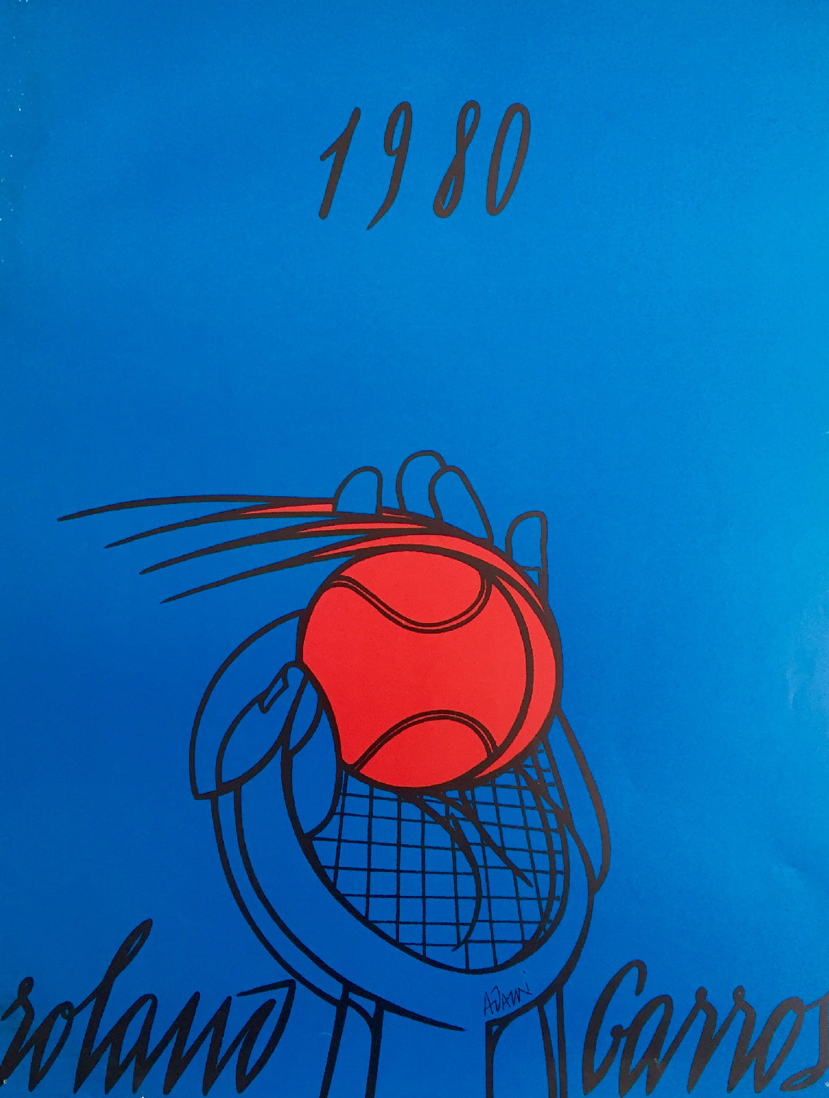 Affiche Originale Roland Garros Par Arman - Art Abstrait Vintage Sport 1990