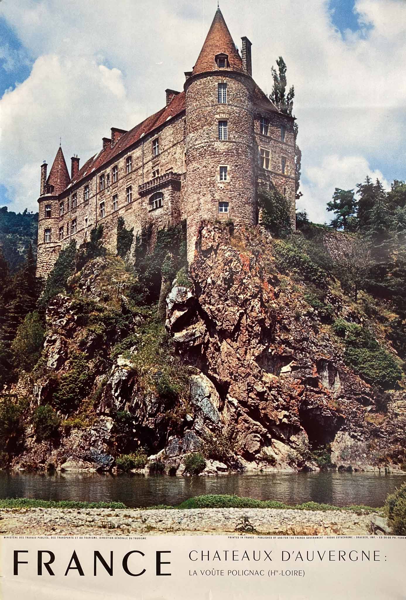 Affiche Tourisme France - Le château d'Auvergne 1956