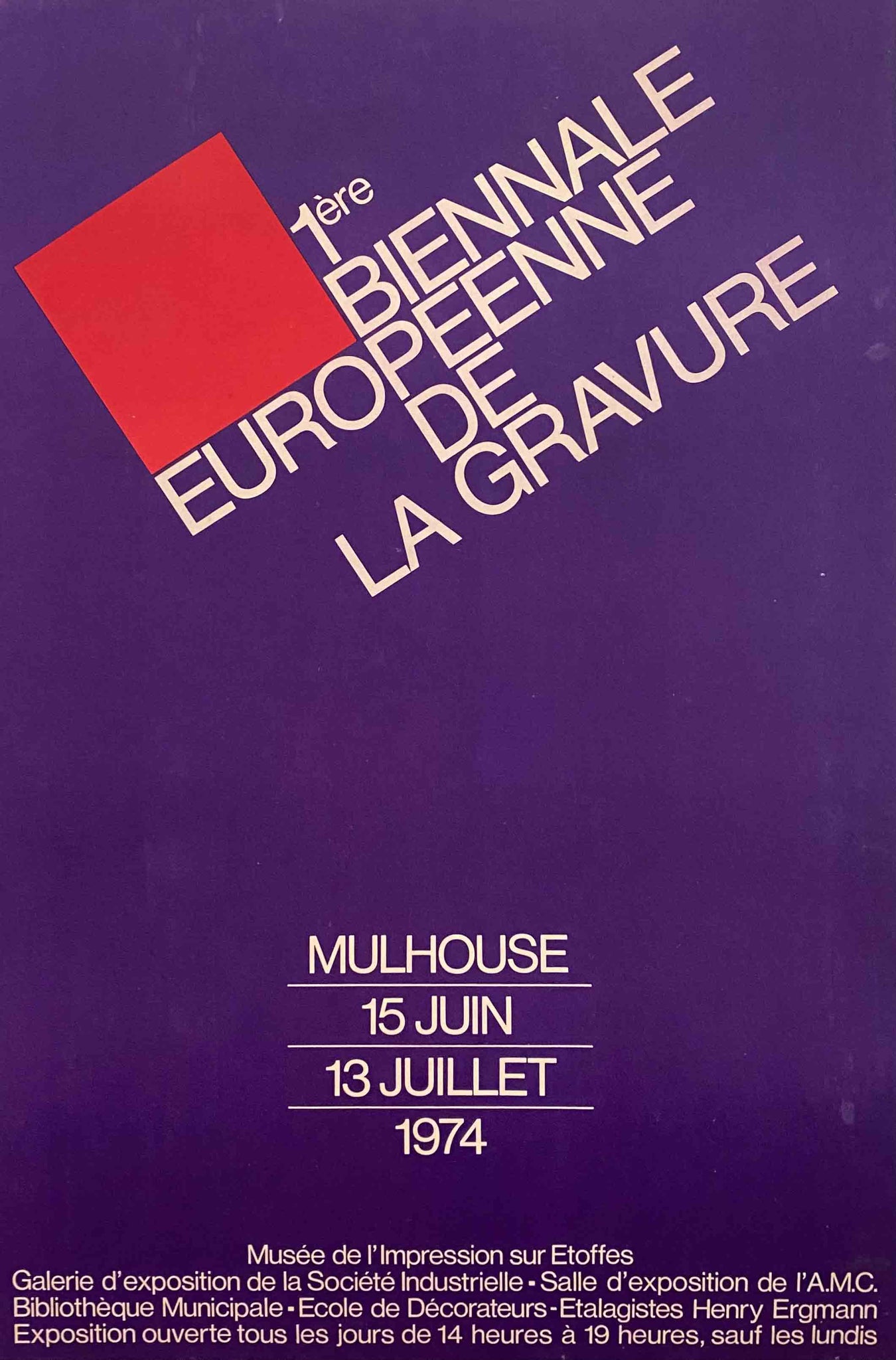 Affiche Originale 1ere Biennale Européenne de la Gravure 1974