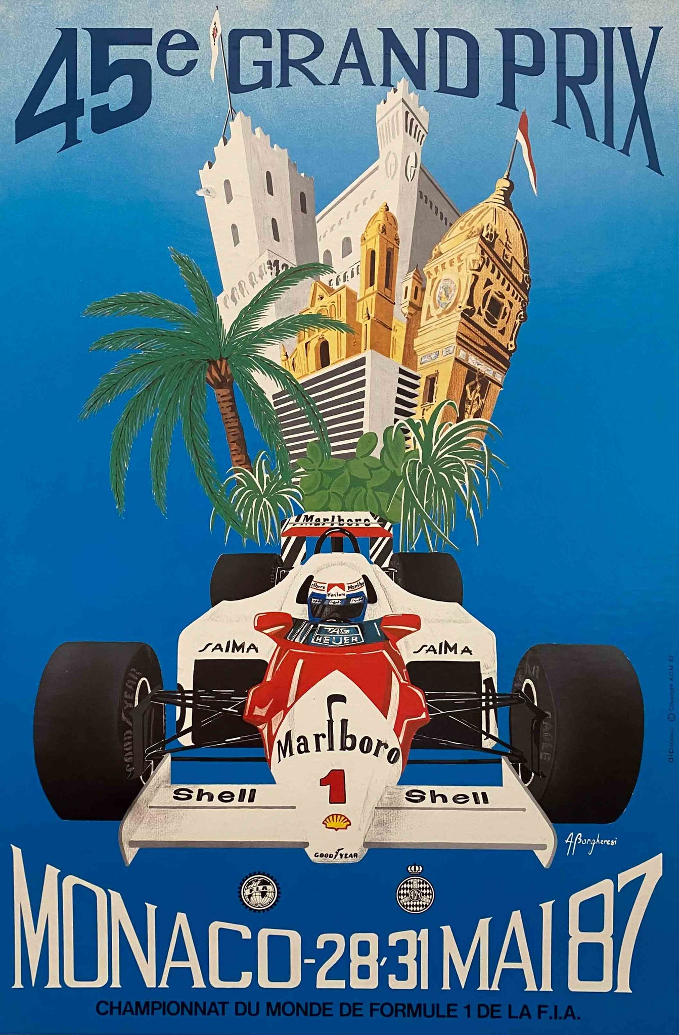 Affiche Collection 45eme Grand Prix de Monaco - A. Borgheresi 1987