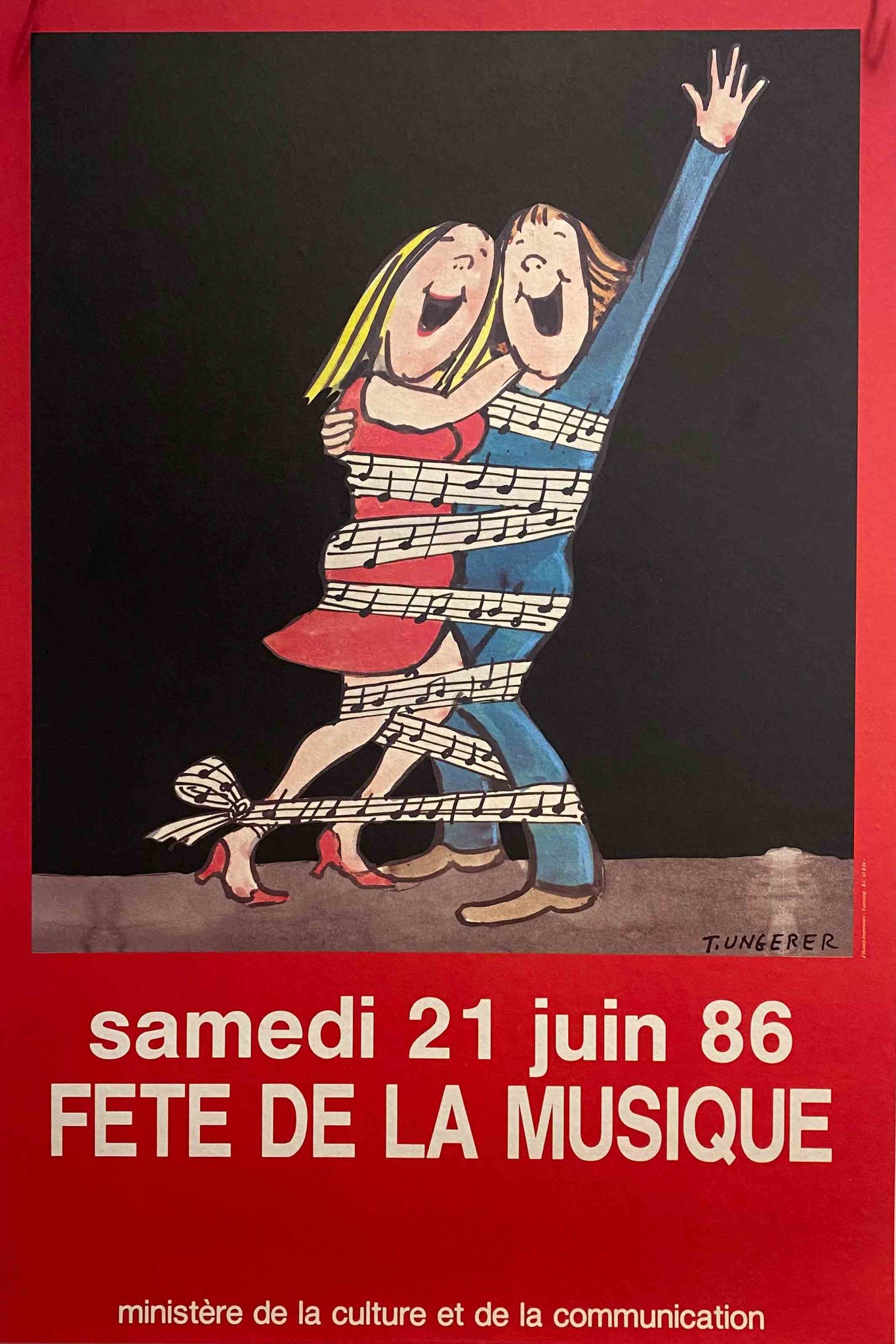 Affiche Originale Fête de la Musique - T. Ungerer 1986