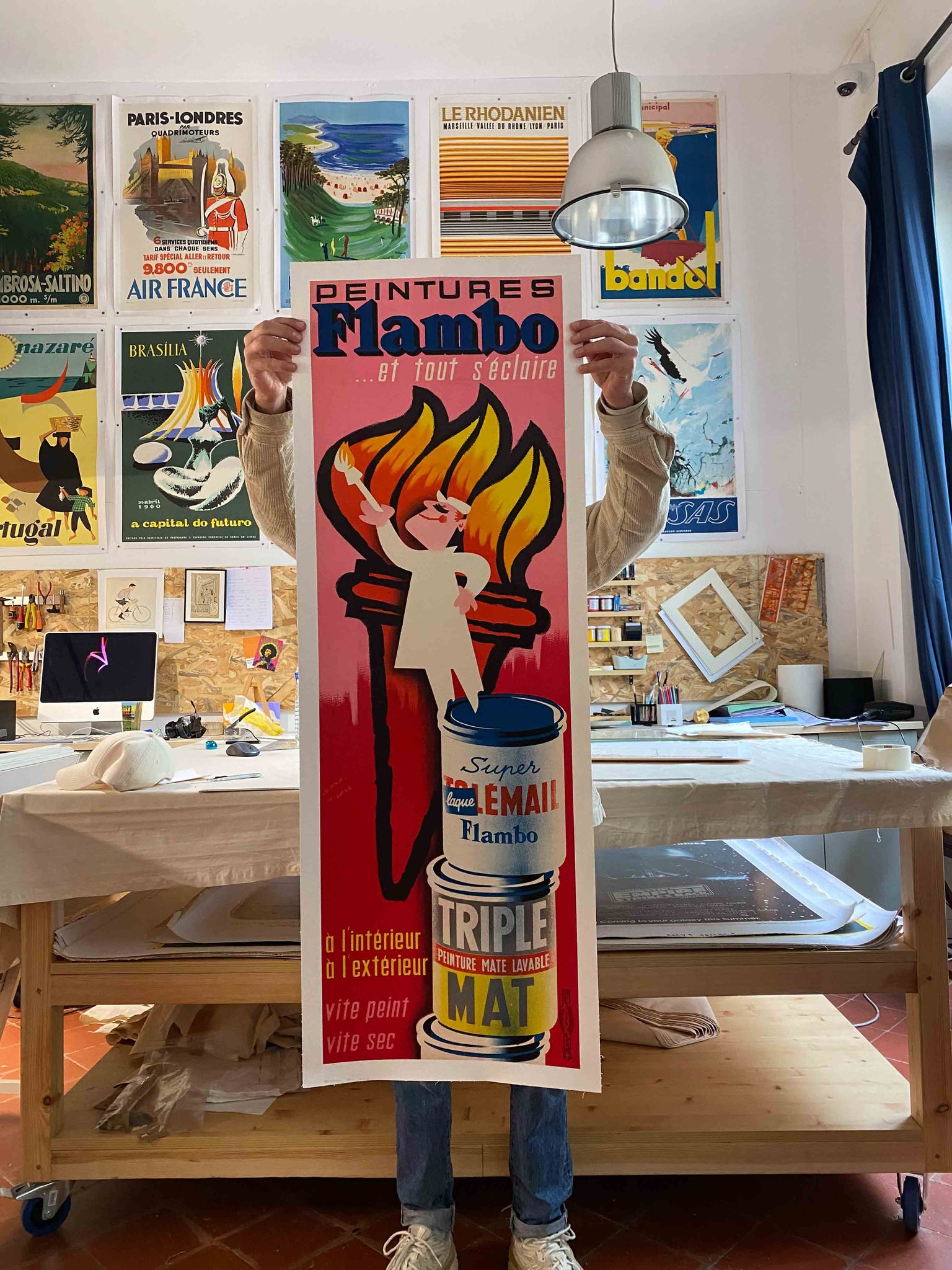 Affiche Originale Peinture Flambo - Michel Robert 1960