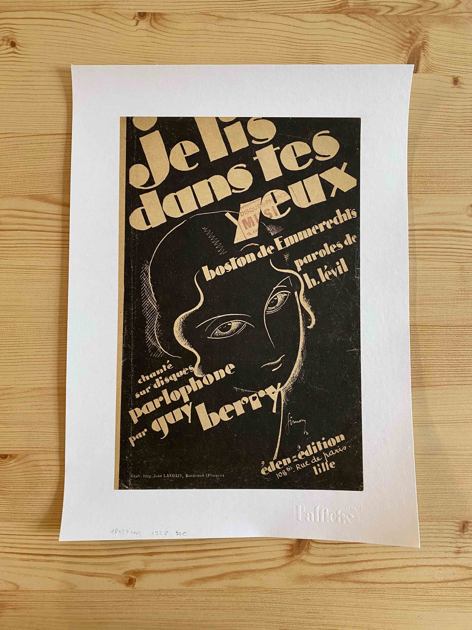 Affiche Ancienne Je lis Dans tes Yeux - Grinsson 1928