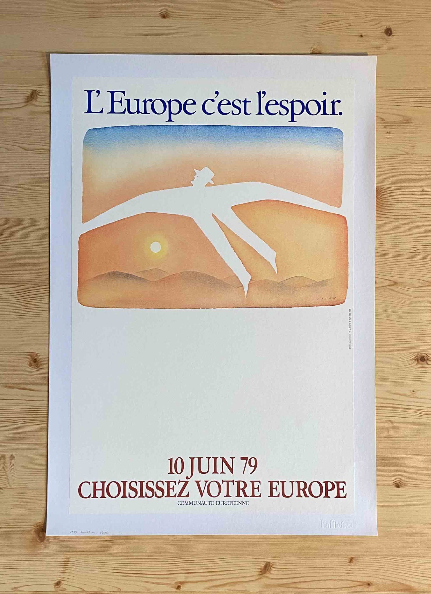 Affiche Originale L'Europe c'est l'Espoir - Folon 1979