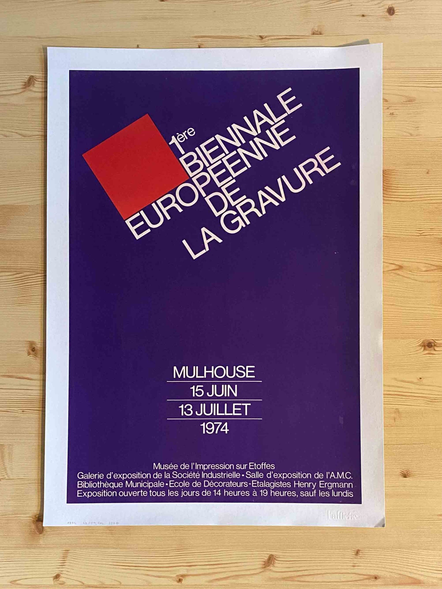 Affiche Originale 1ere Biennale Européenne de la Gravure 1974