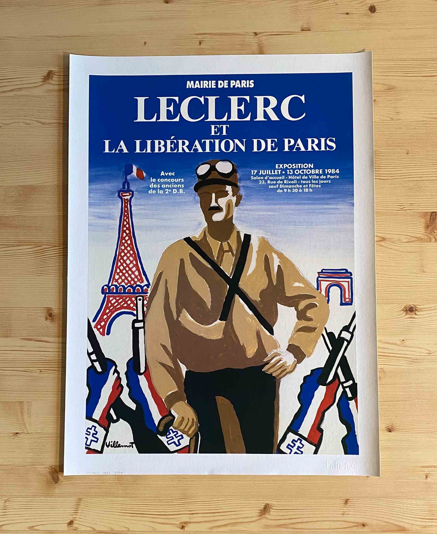 Affiche Originale Leclerc et la Libération de Paris - Villemot 1984