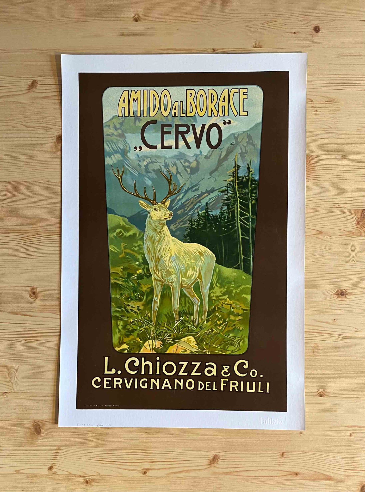 Affiche Originale Amido Al Borace "Cervo" 1910