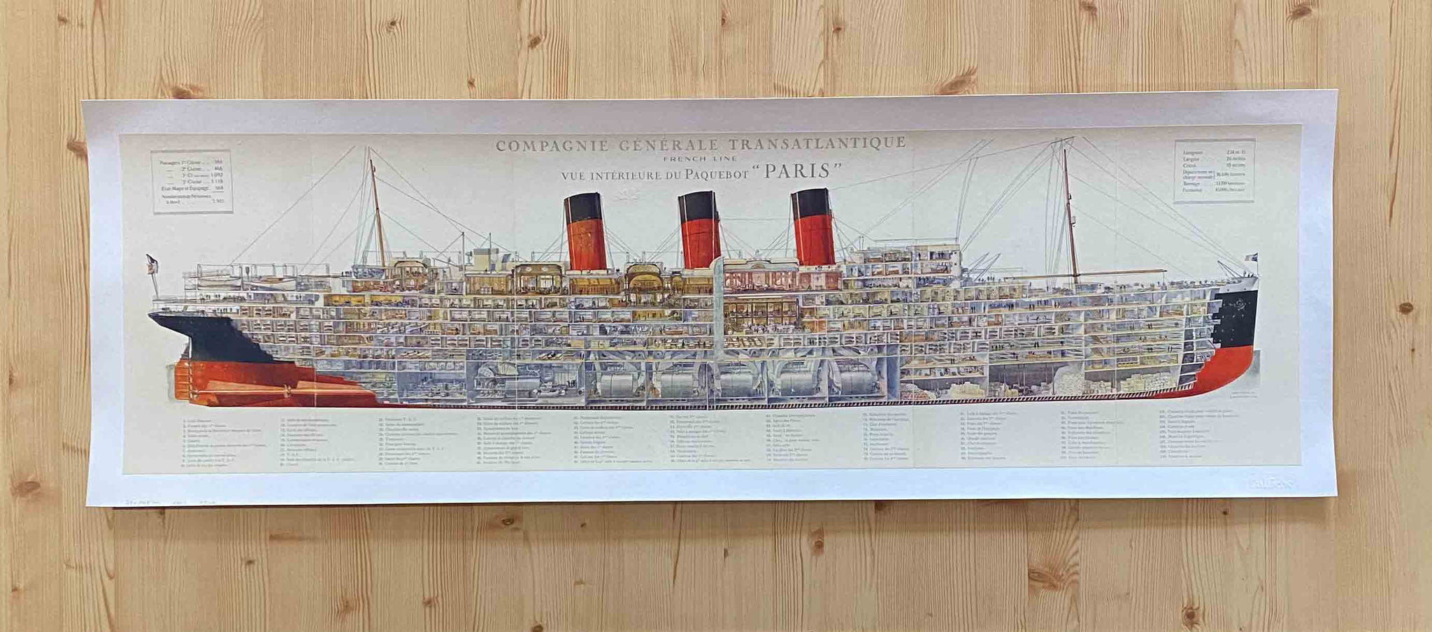 Affiche Ancienne Originale C.G Transatlantique French Line  Paris - Albert Sénile