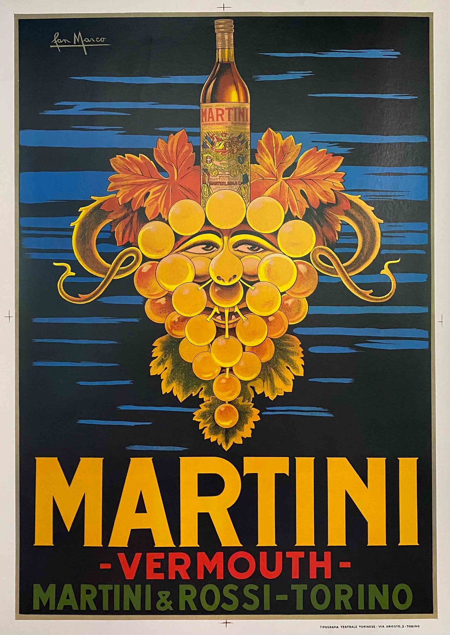 Affiche Vintage Publicité Boisson Apéritif Martini Vermouth - San Marco 1960