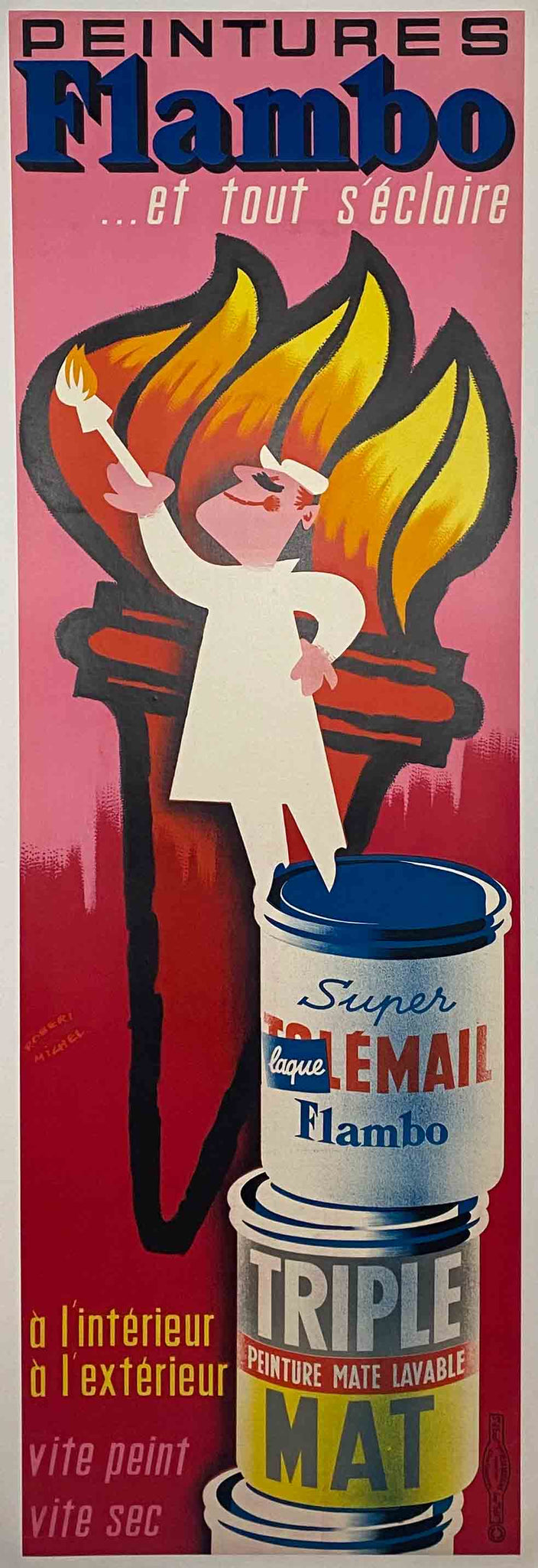 Affiche Originale Peinture Flambo - Michel Robert 1960