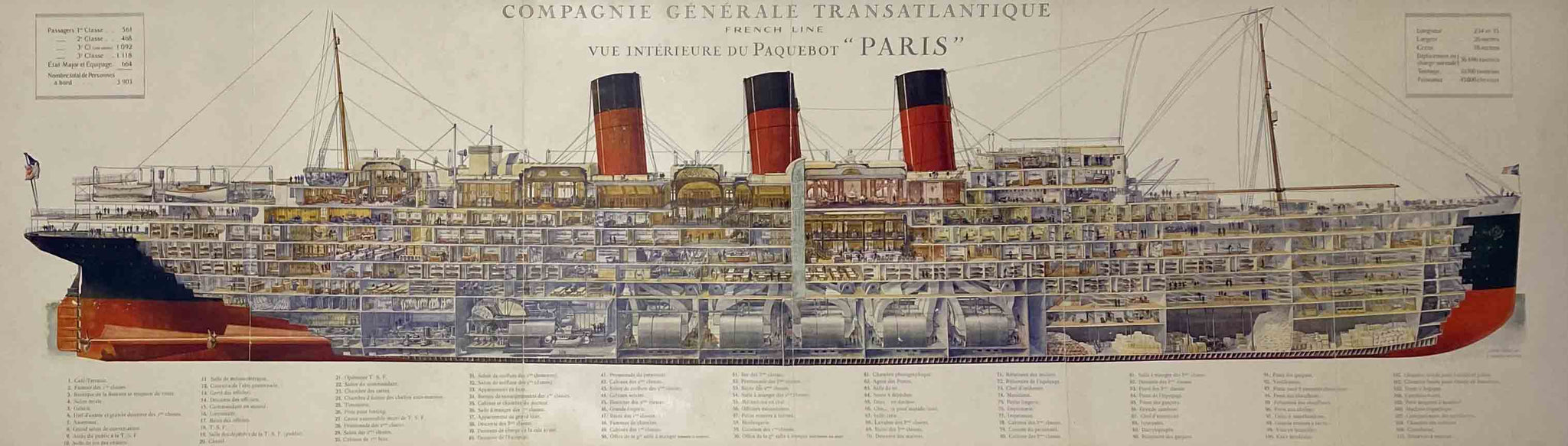 Affiche Ancienne Originale C.G Transatlantique French Line  Paris - Albert Sénile