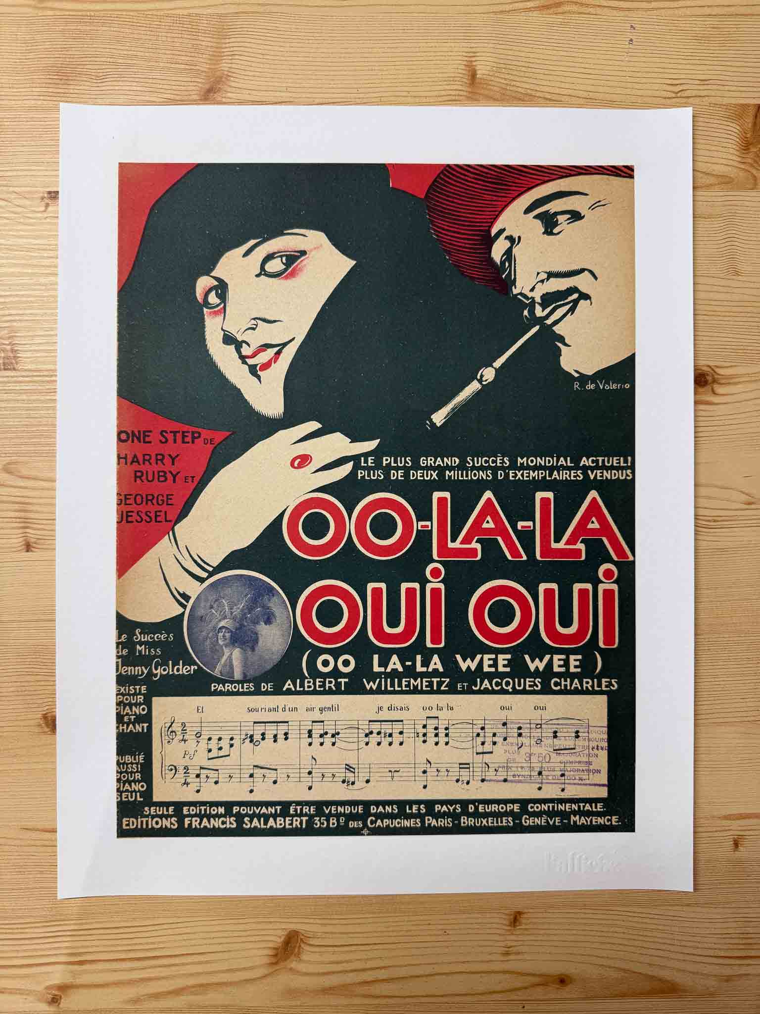 Affiche Partition OO-LA-LA OUI OUI - llustrée par R. De Valerio 1920