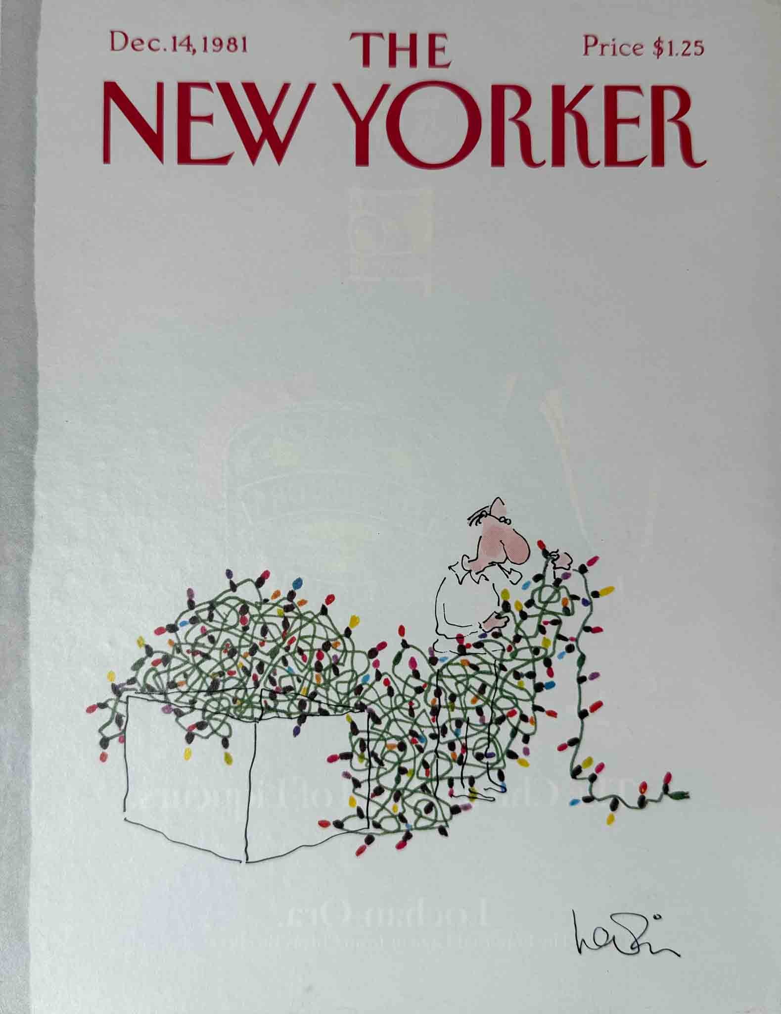 Affiche The New Yorker - Couverture humoristique de Noël par Arnie Levin, décembre 1981.