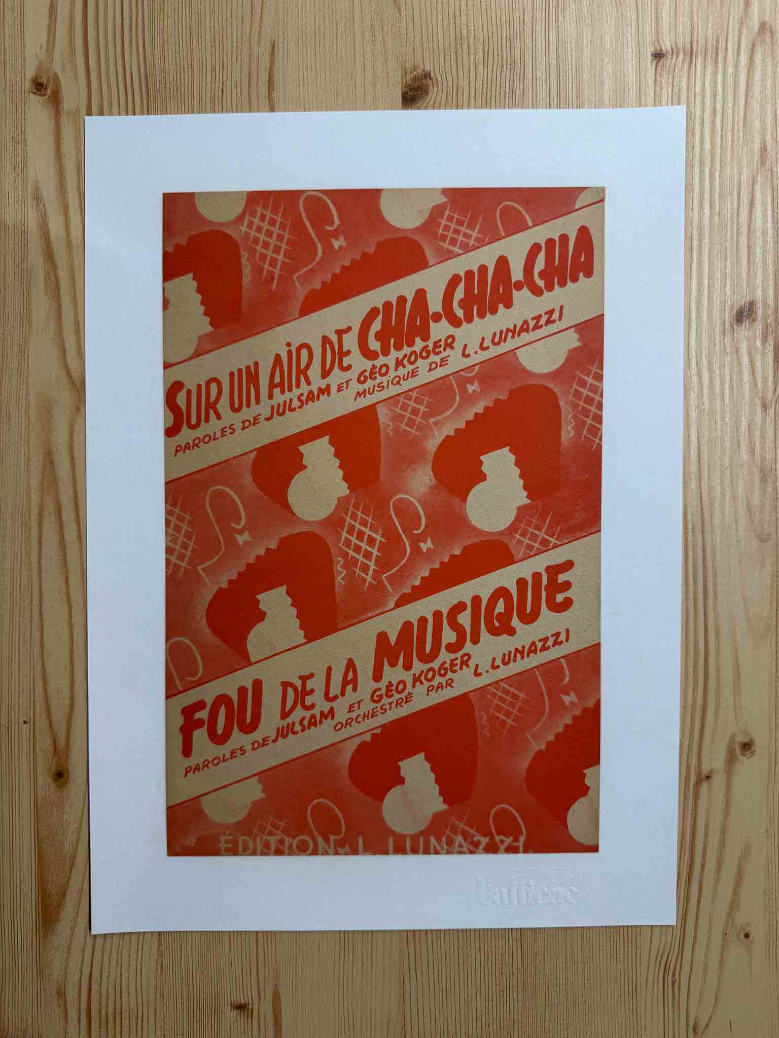 Affichette Sur un air de Cha-Cha-Cha / Fou de la Musique – Éditions L. Lunazzi