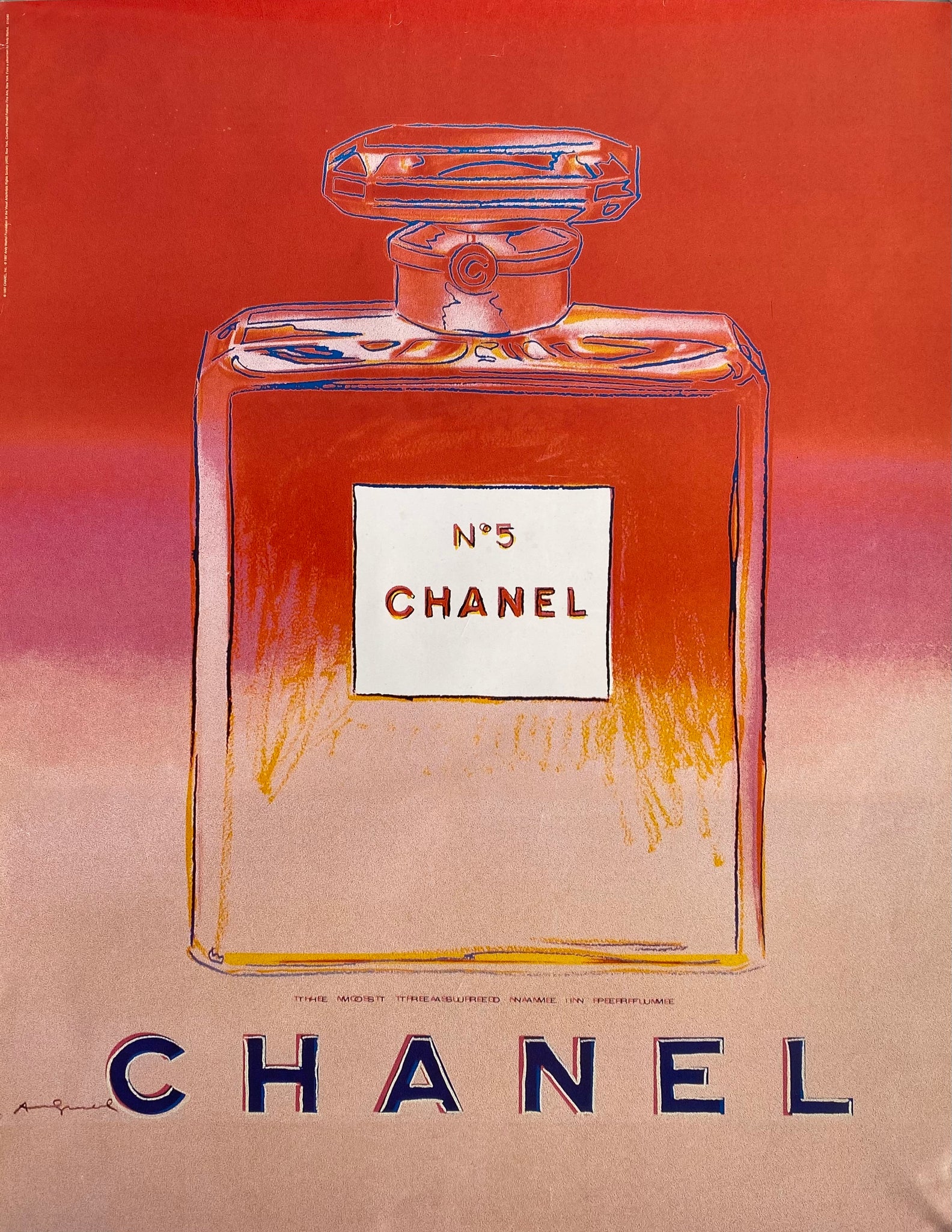 Affiche Vintage Parfum Chanel N°5 Andy Warhol (Version Rouge & Rose)