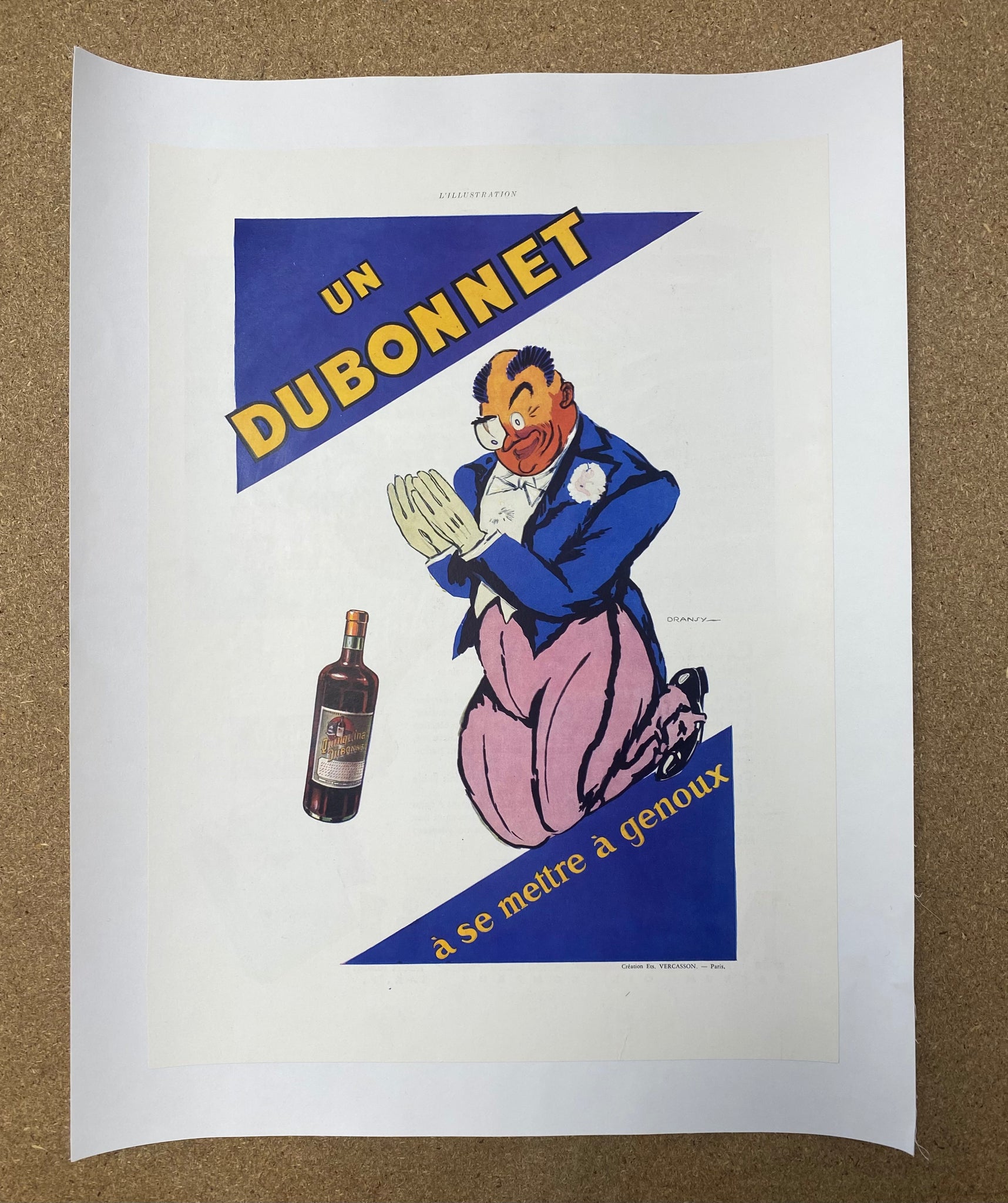 Affiche ancienne Dubonnet à se mettre à genoux D'après Dransy, 1931