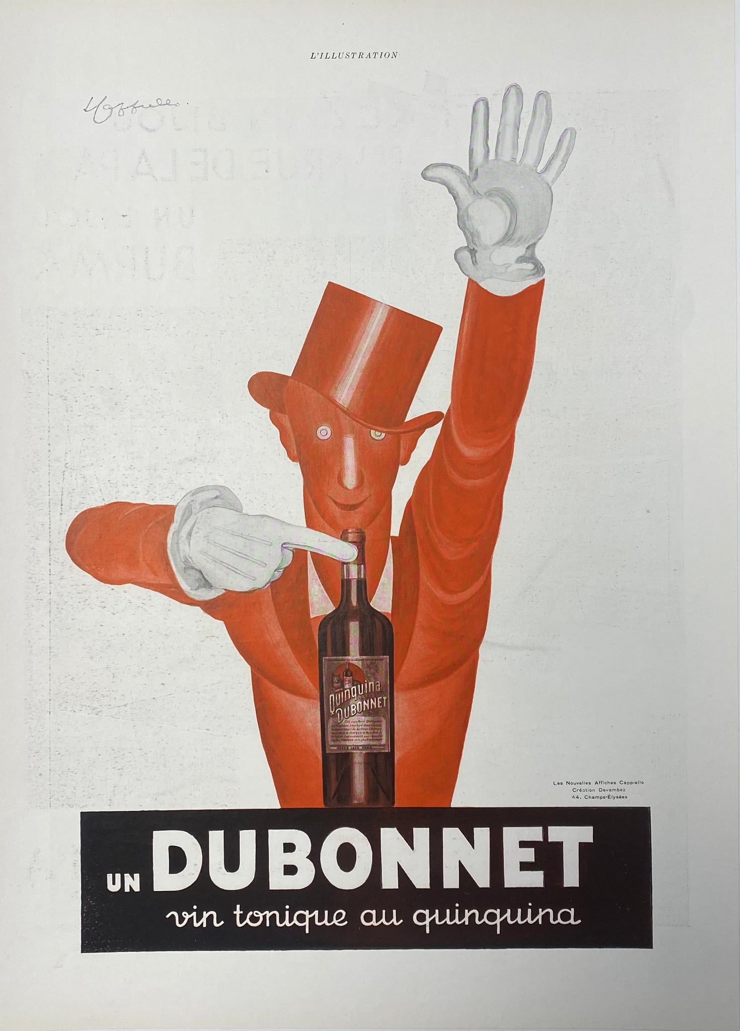 Affiche ancienne Dubonnet un Vin tonique au quinquina D'après Leonetto Cappiello, 1932