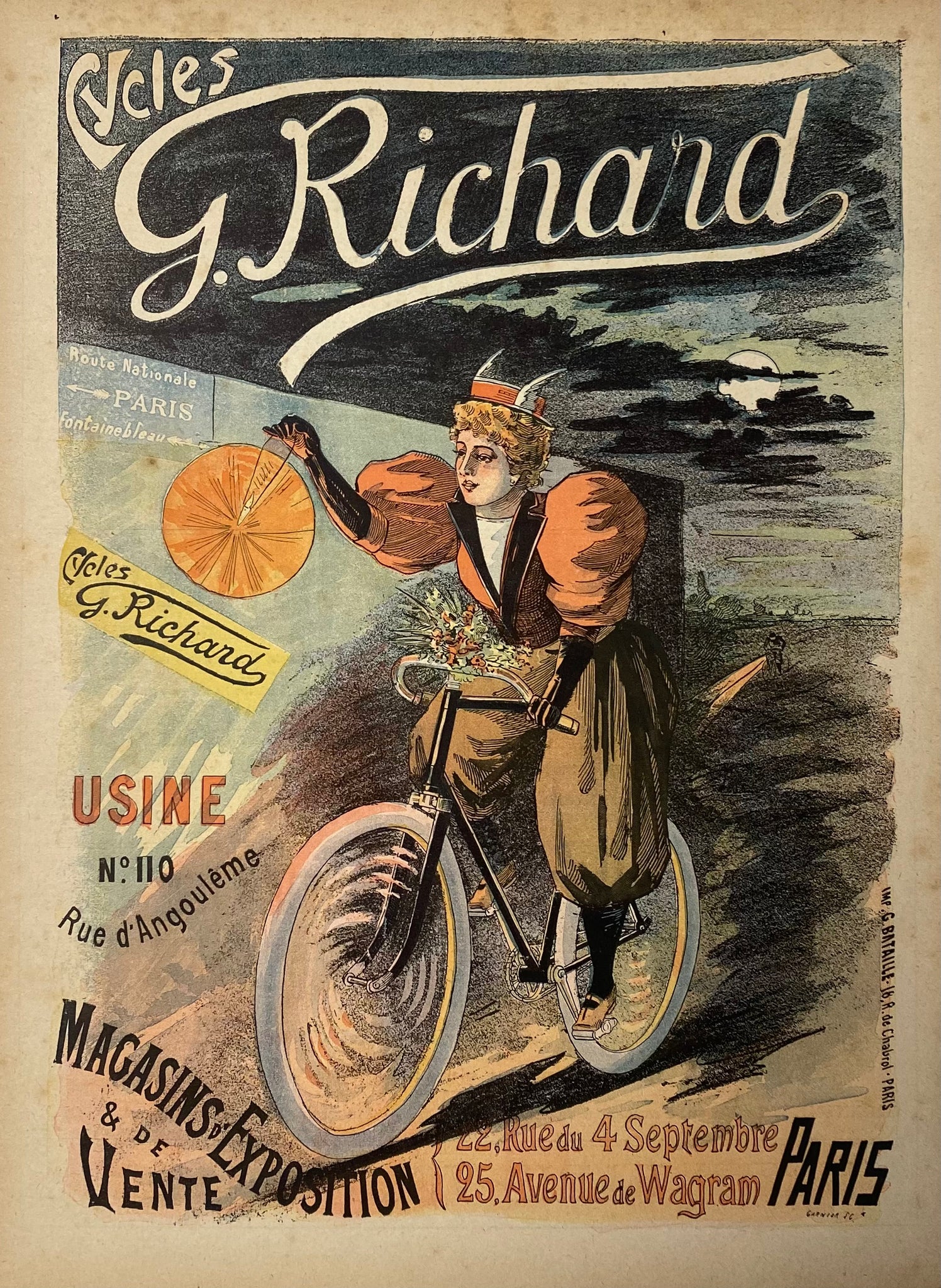 Affiche Originale Cycles G. Richard  par Emile Clouet, 1895