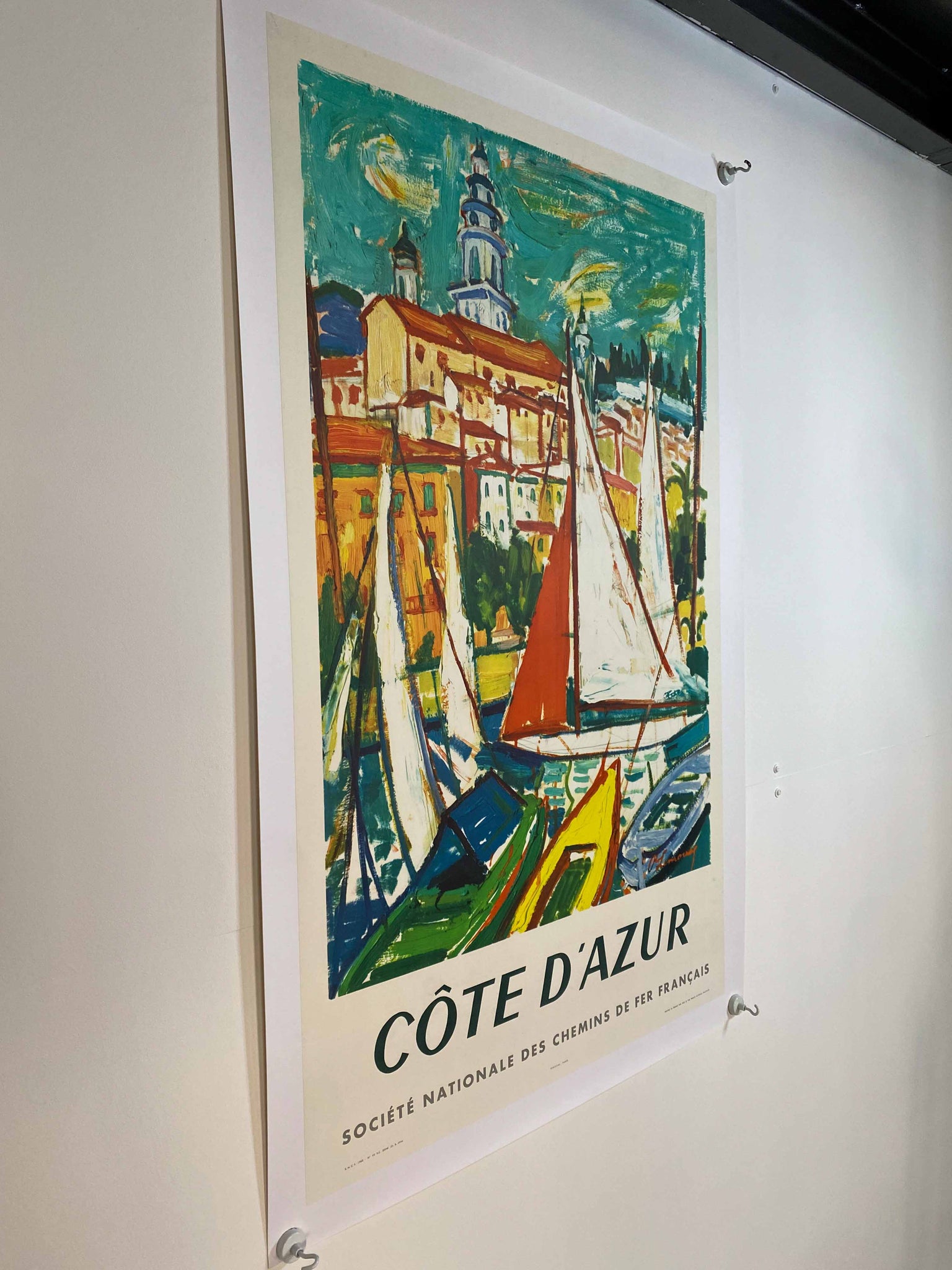 Affiche Vintage Côte d'Azur SNCF   par Limousq R, 1960