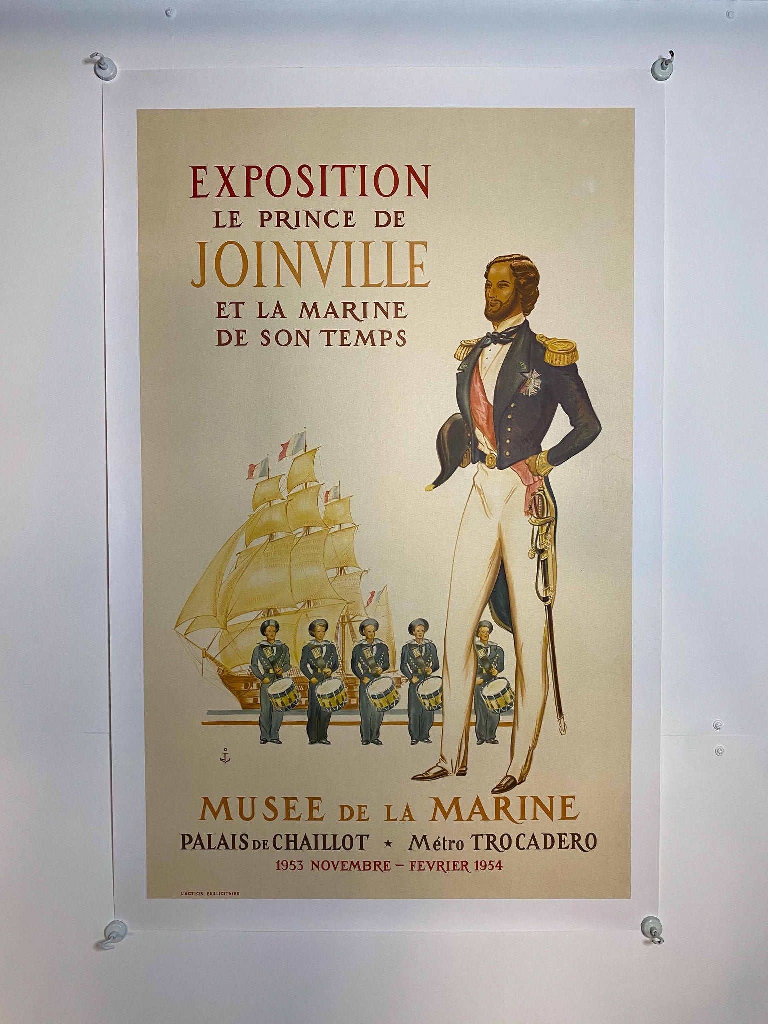 Affiche Originale Exposition le Prince de Joinville et la Marine de son Temps     1954