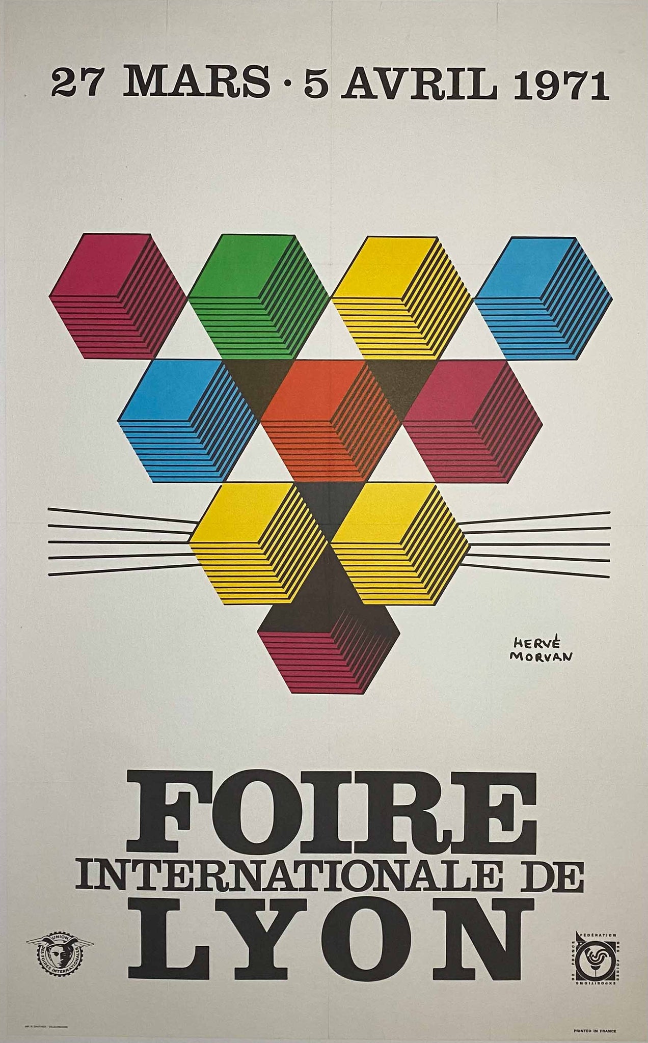 Affiche vintage Foire Internationale de Lyon par Hervé Morvan, 1971