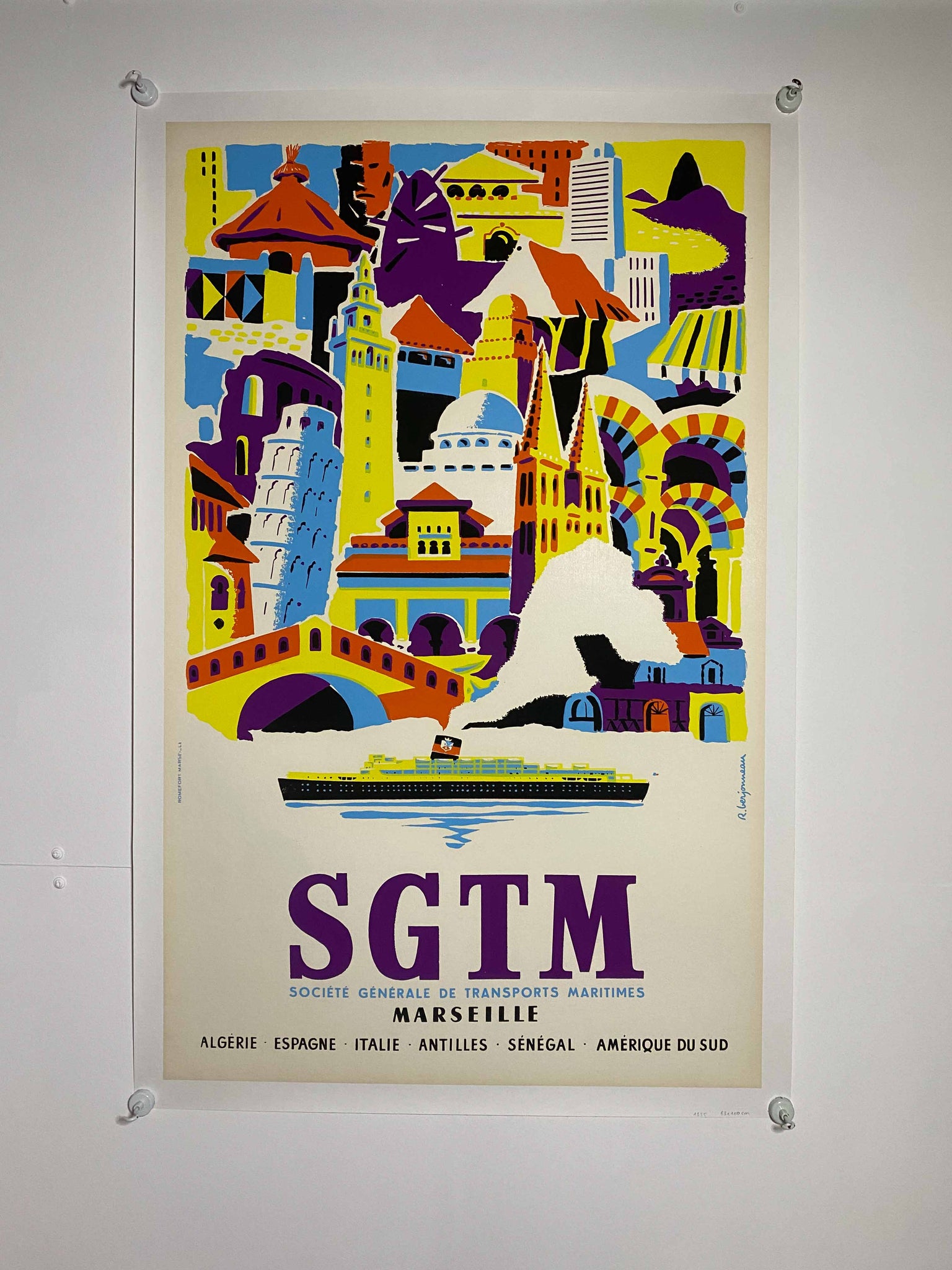 Affiche vintage STGM Marseille    par R. Berjonneau, 1955
