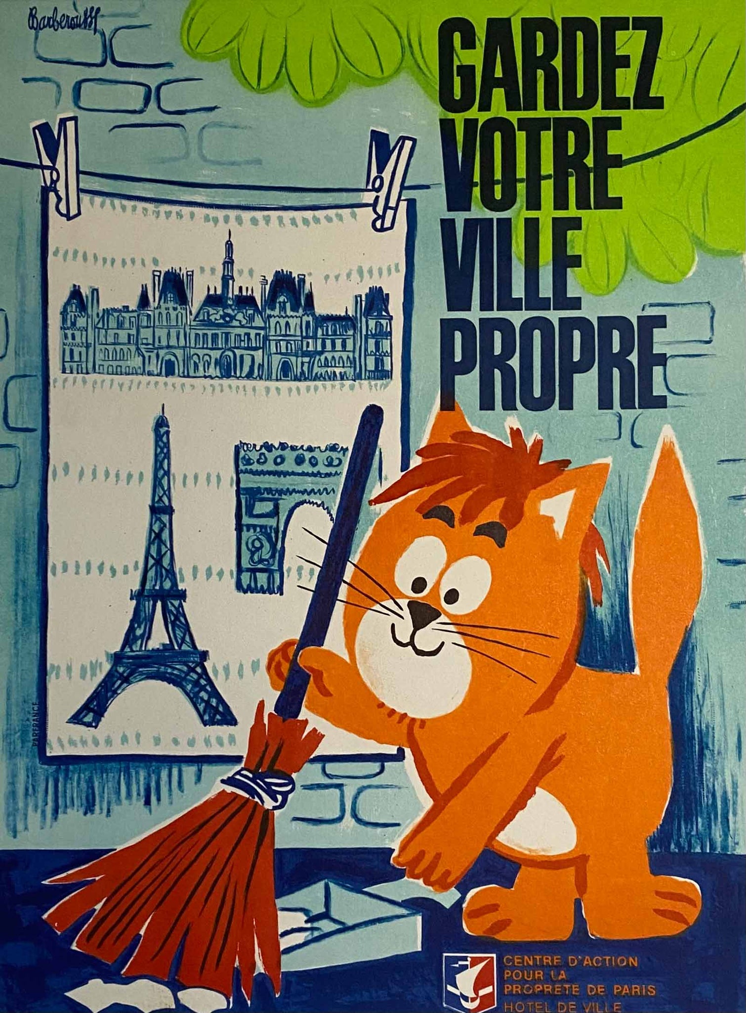 Affiche Originale Gardez Votre Ville Propre   par Barberousse, 1976